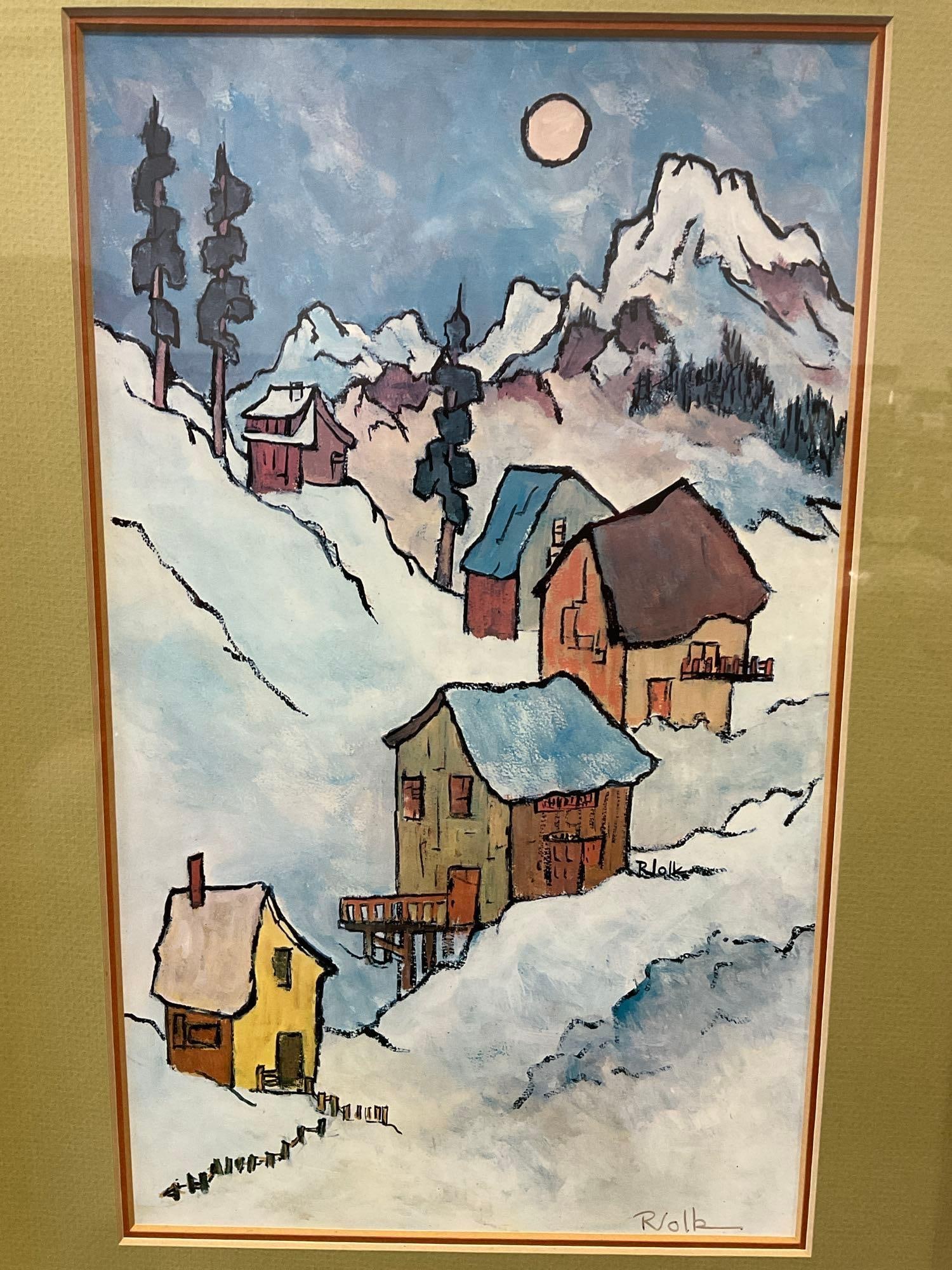 Framed Signed Lithograph titled Bismark by Ruth Volkmann, 21x15 inches: Appears to be in good shape. The piece measures approx 21h x 15w x 4d inches. See pics. E-6080