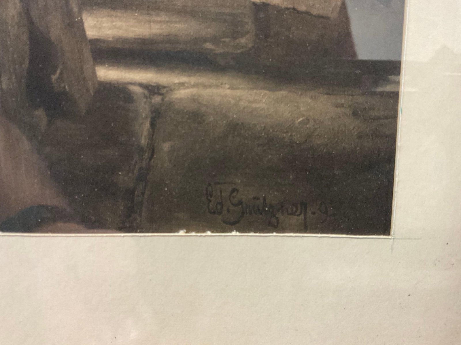 Framed Litho 1896, Monks in the Wine Cellar by Franz Hantstaengl, 29h x 25w x 4d inches - 6