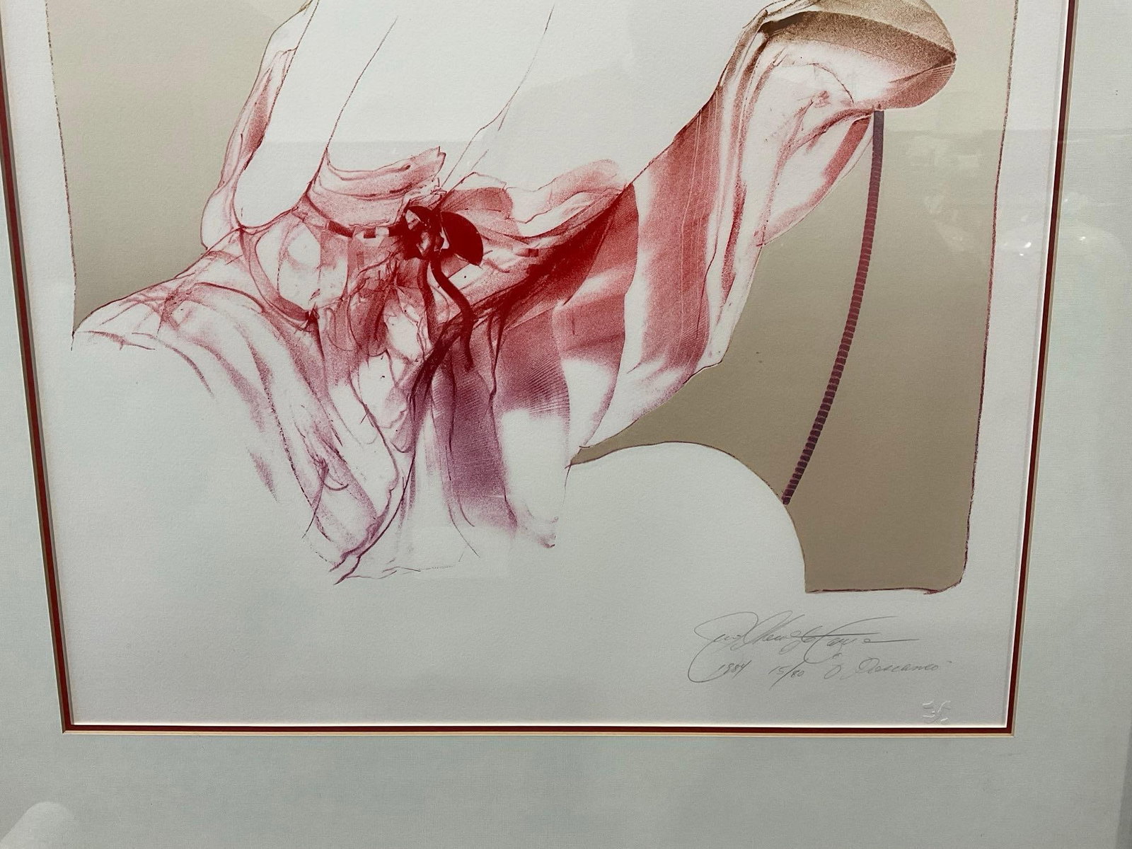 Framed 1984 Lithograph Signed & #d 15/80 by Guilherme de Faria, 34x27 inches - 3