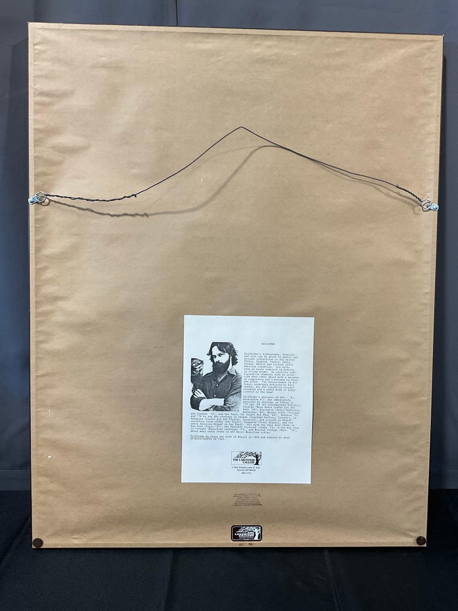 Framed 1984 Lithograph Signed & #d 15/80 by Guilherme de Faria, 34x27 inches - 5