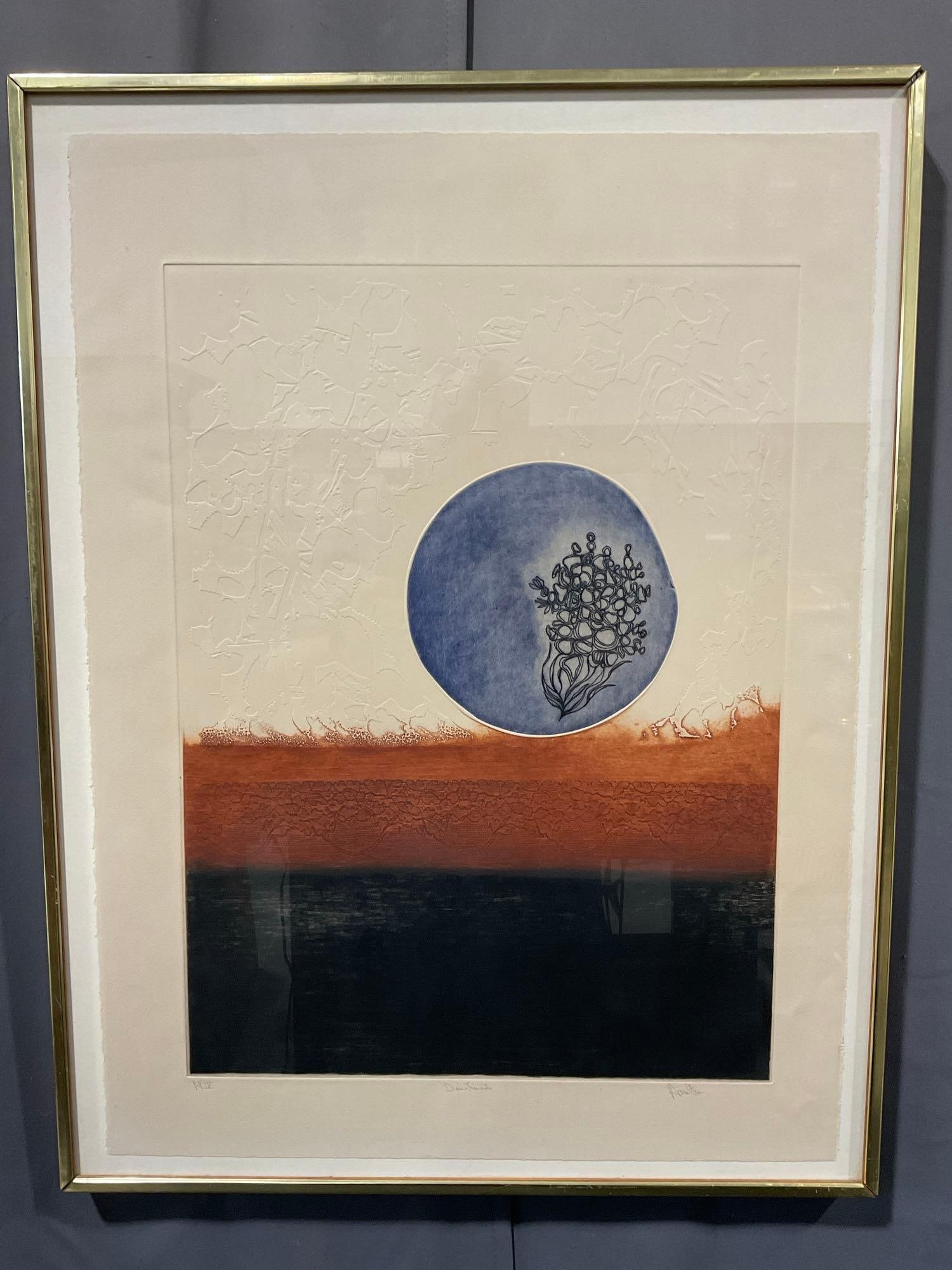 Framed Watercolor, signed #d AP IX, signed by artist, looks like Din? Jimenez, 37x26 inches (1 of 8)