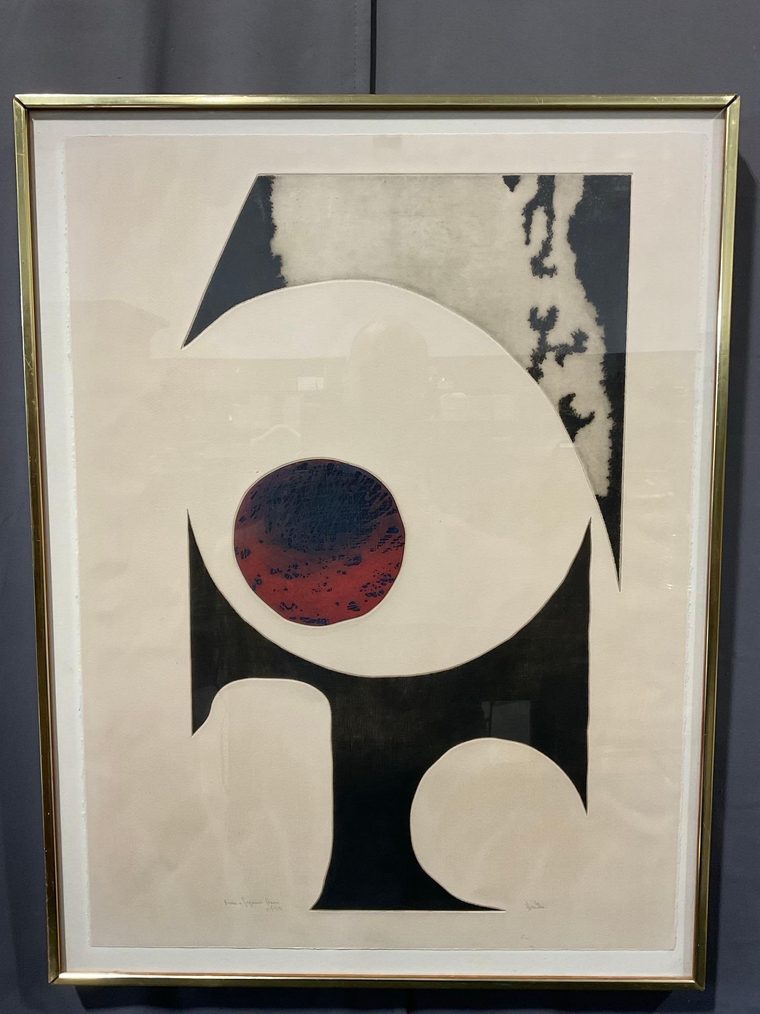 Framed Lithograph, Signed & #d 15/150, Abstract, 37h x 26w x 3d inches (1 of 8)