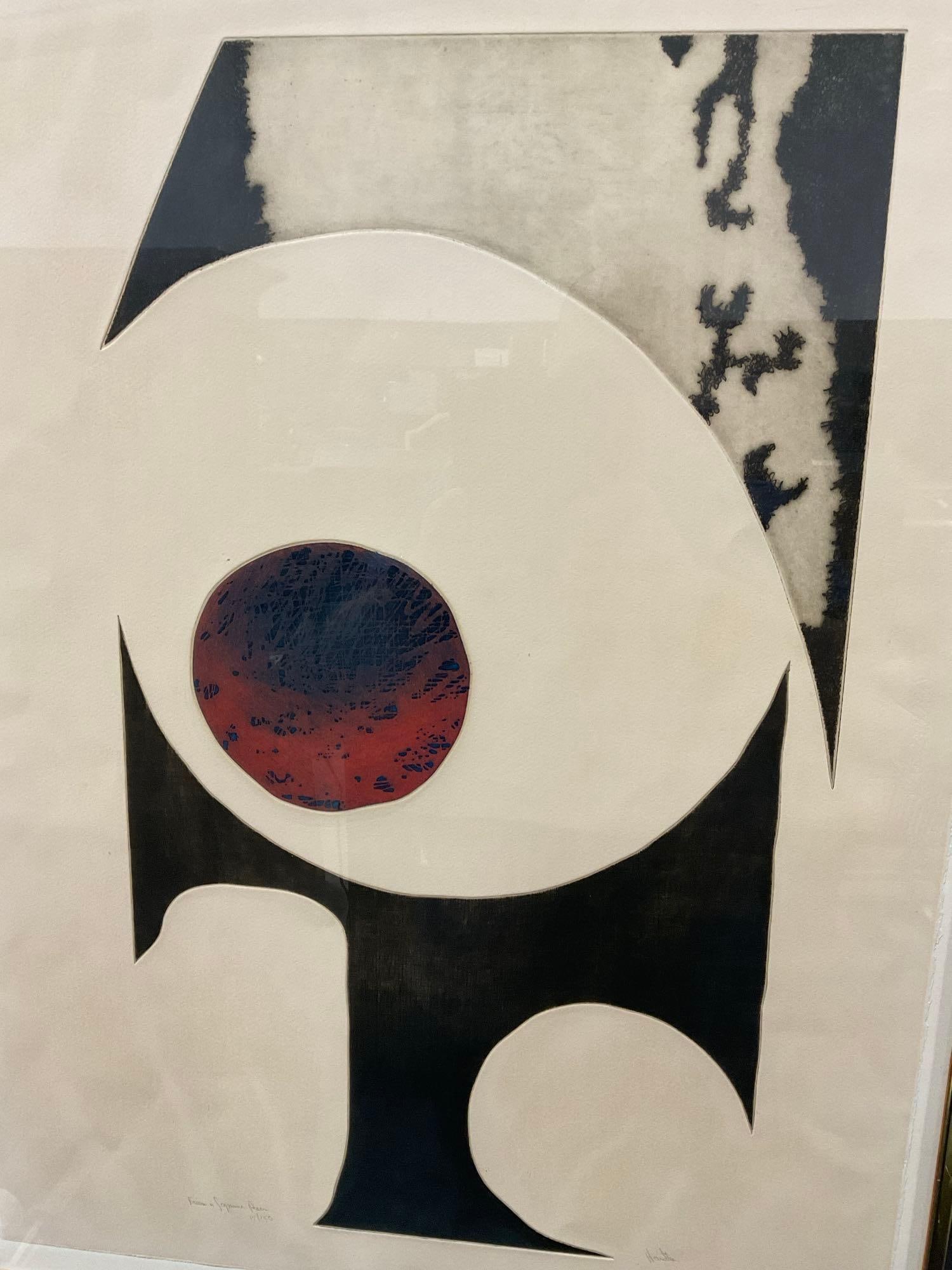 Framed Lithograph, Signed & #d 15/150, Abstract, 37h x 26w x 3d inches - 2