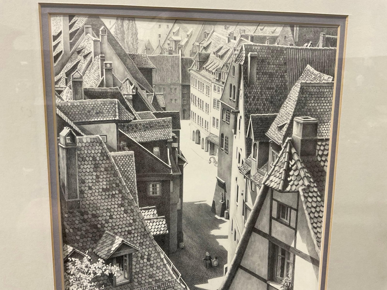 Framed 2 Signed Prints & Quote, 2 Italian City Street Scenes by Harold Bluestein , 21x25 inches - 10