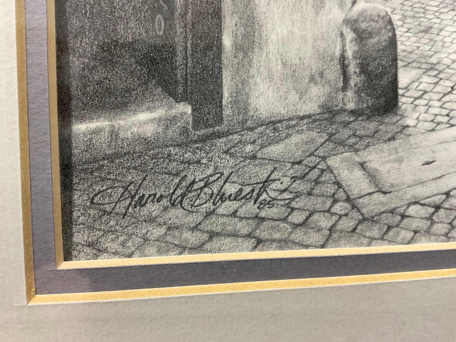 Framed 2 Signed Prints & Quote, 2 Italian City Street Scenes by Harold Bluestein , 21x25 inches - 4