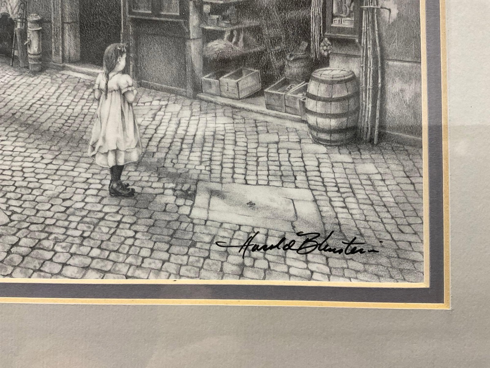 Framed 2 Signed Prints & Quote, 2 Italian City Street Scenes by Harold Bluestein , 21x25 inches - 5