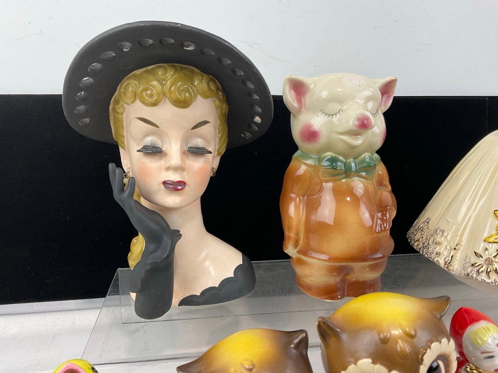 Handpainted Ceramics, Josef Originals Woman Planter, Piggy Bank, 4 Lil Red Riding Hood S&P, Woman... - 2