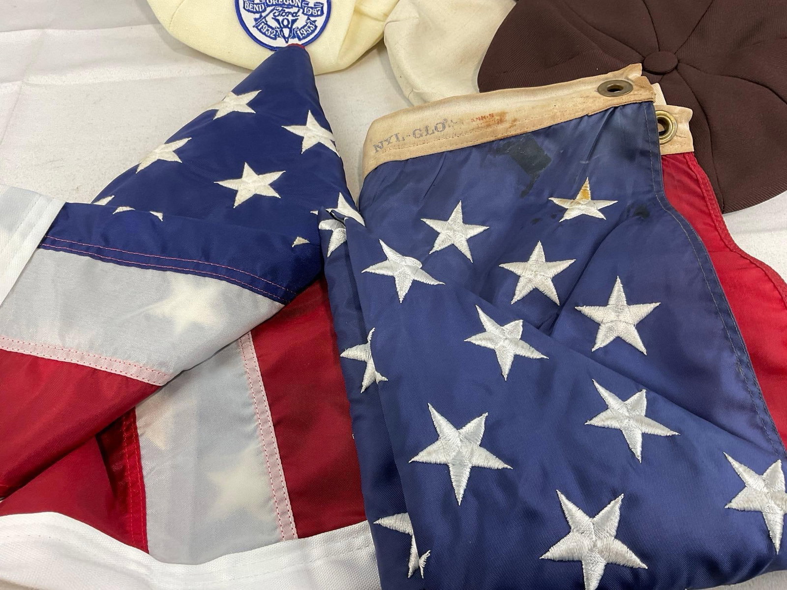 Pair of American Flags, 4 Vintage Newsboy Caps, Medium Size, 1 marked Hatterdashery & more - 3