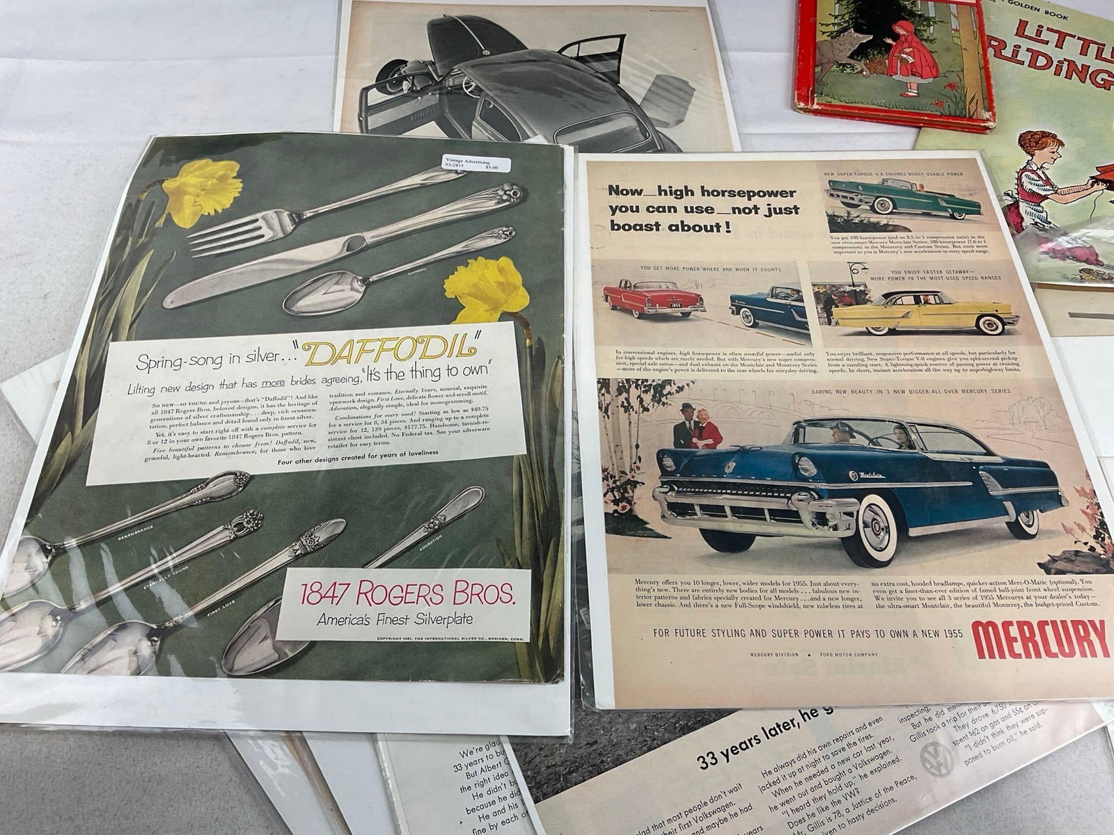 Variety of Magazine Advertisements, Kodak, Volkswagen, Victor Records, 2 Lil Red Riding Hood Books - 4
