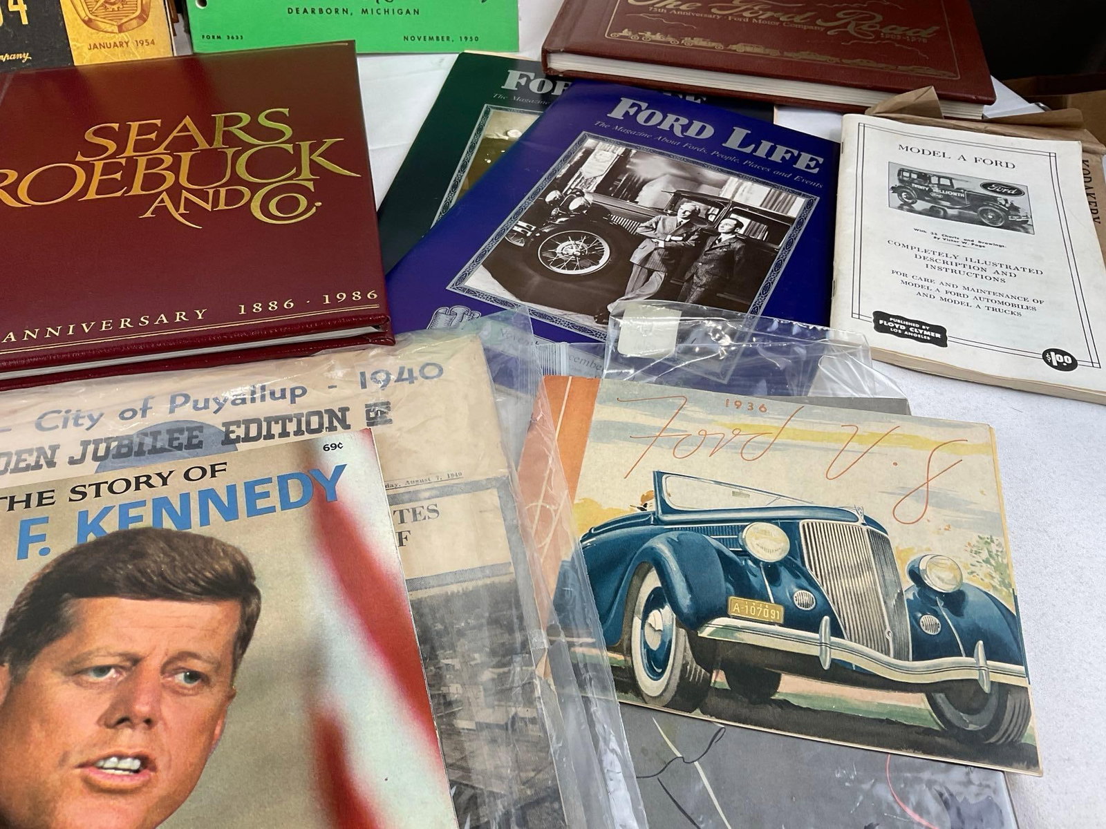 Collection of Ford Books, Sears, Ford Advertisements, Rolls-Royce Book, & more, Puyallup Press Ne... - 4