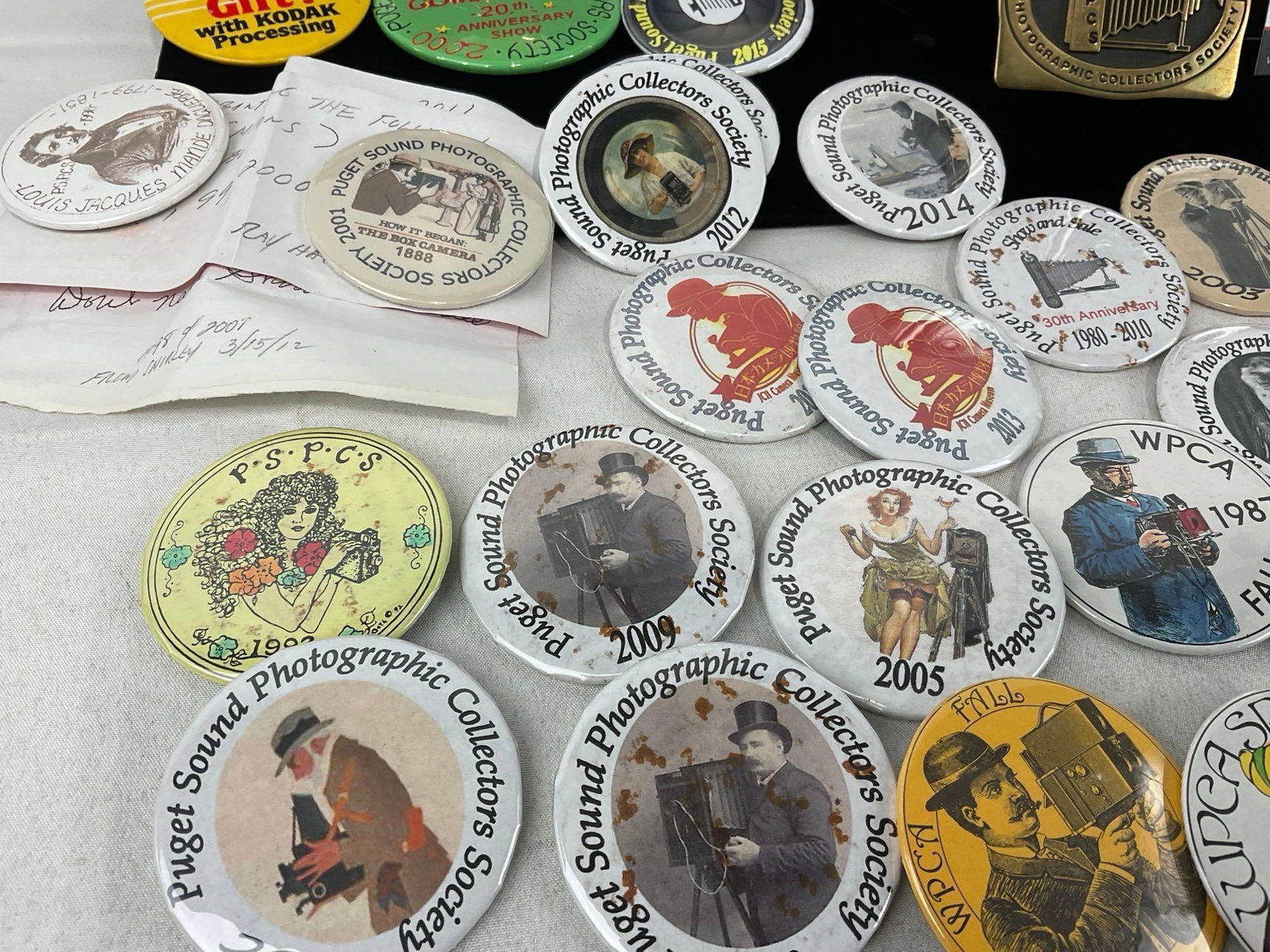 Collection of 43 Puget Sound Photographic Collectors Society Buttons, from around 1980 to 2017 - 3