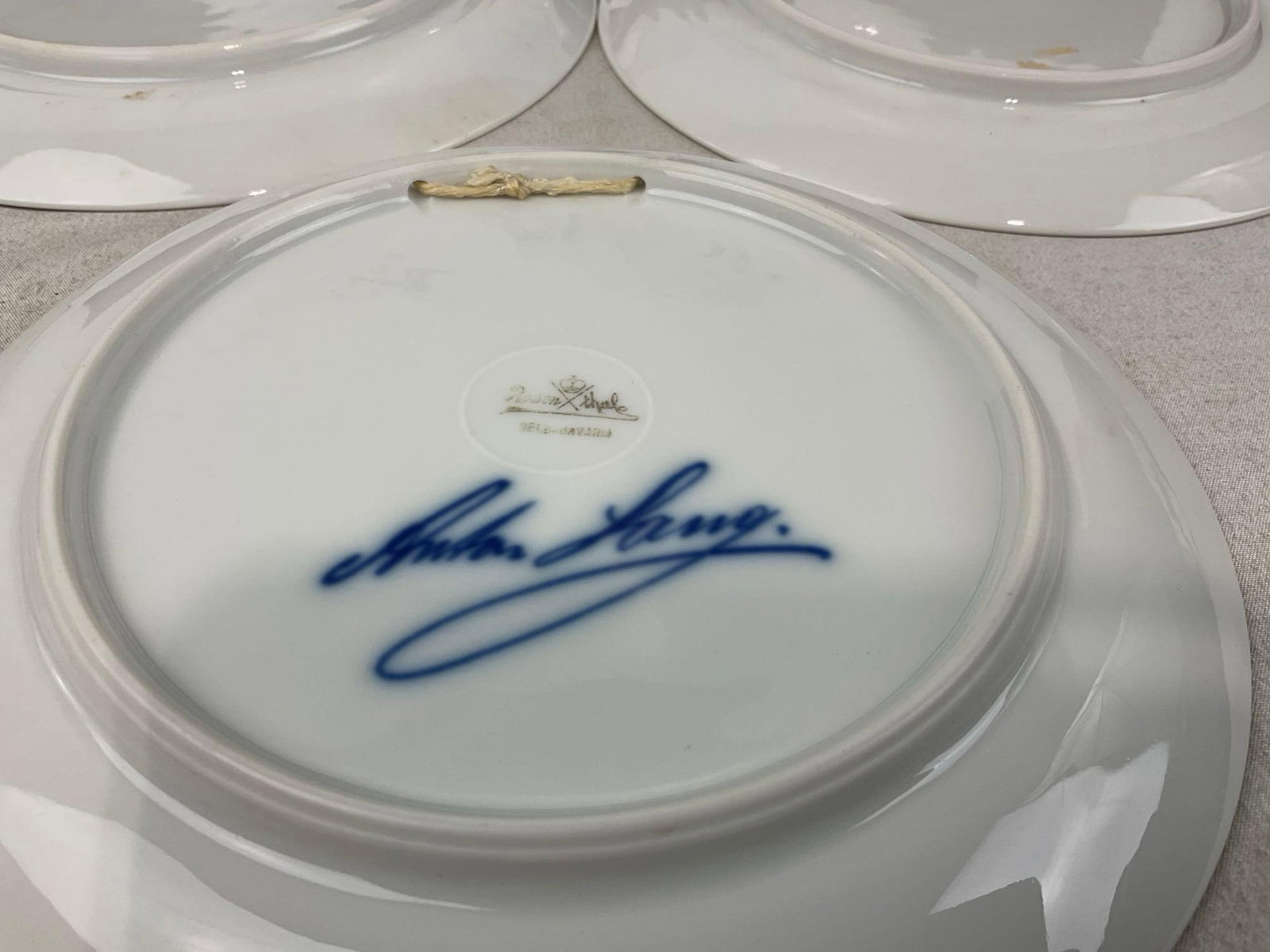 5 German Rosenthal Christmas Plates, Porcelain Blue & White, 1922, 23, 25, & 1930, religious scenes - 5