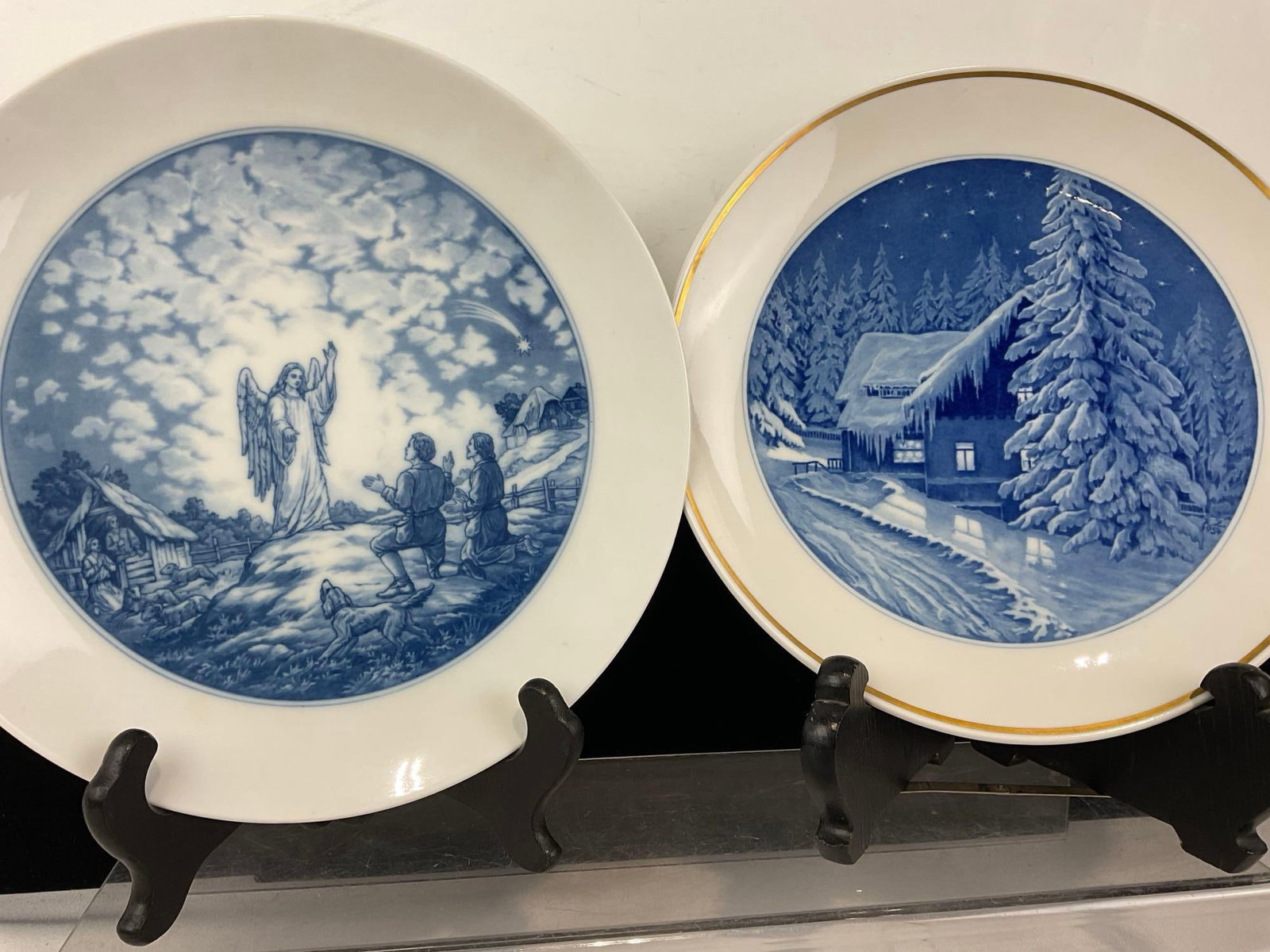 3 Vintage German Meissen Porzellan Blue & White Plates, 1940-54, Hermann Limbach designs - 2