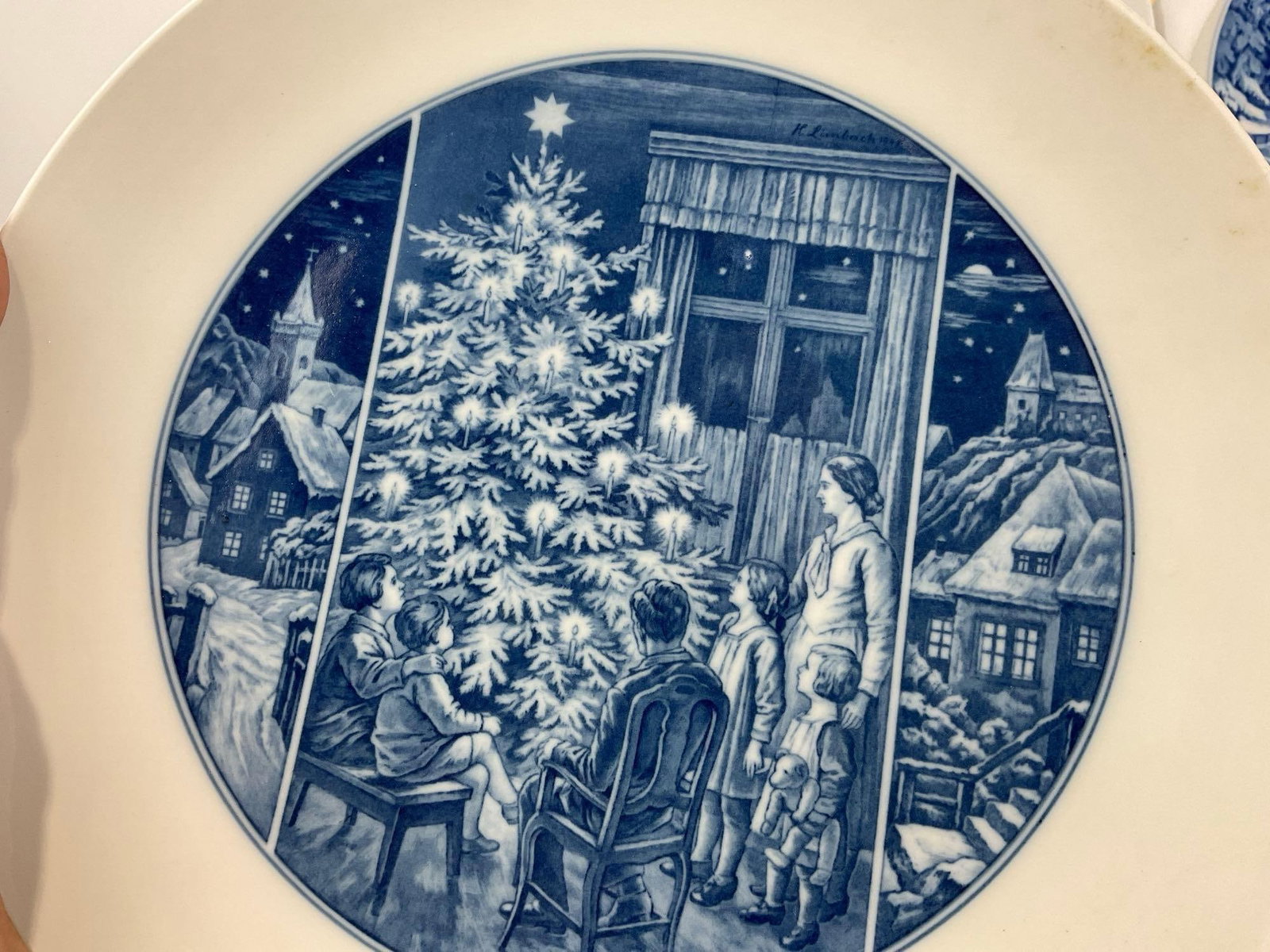 3 Vintage German Meissen Porzellan Blue & White Plates, 1940-54, Hermann Limbach designs - 3