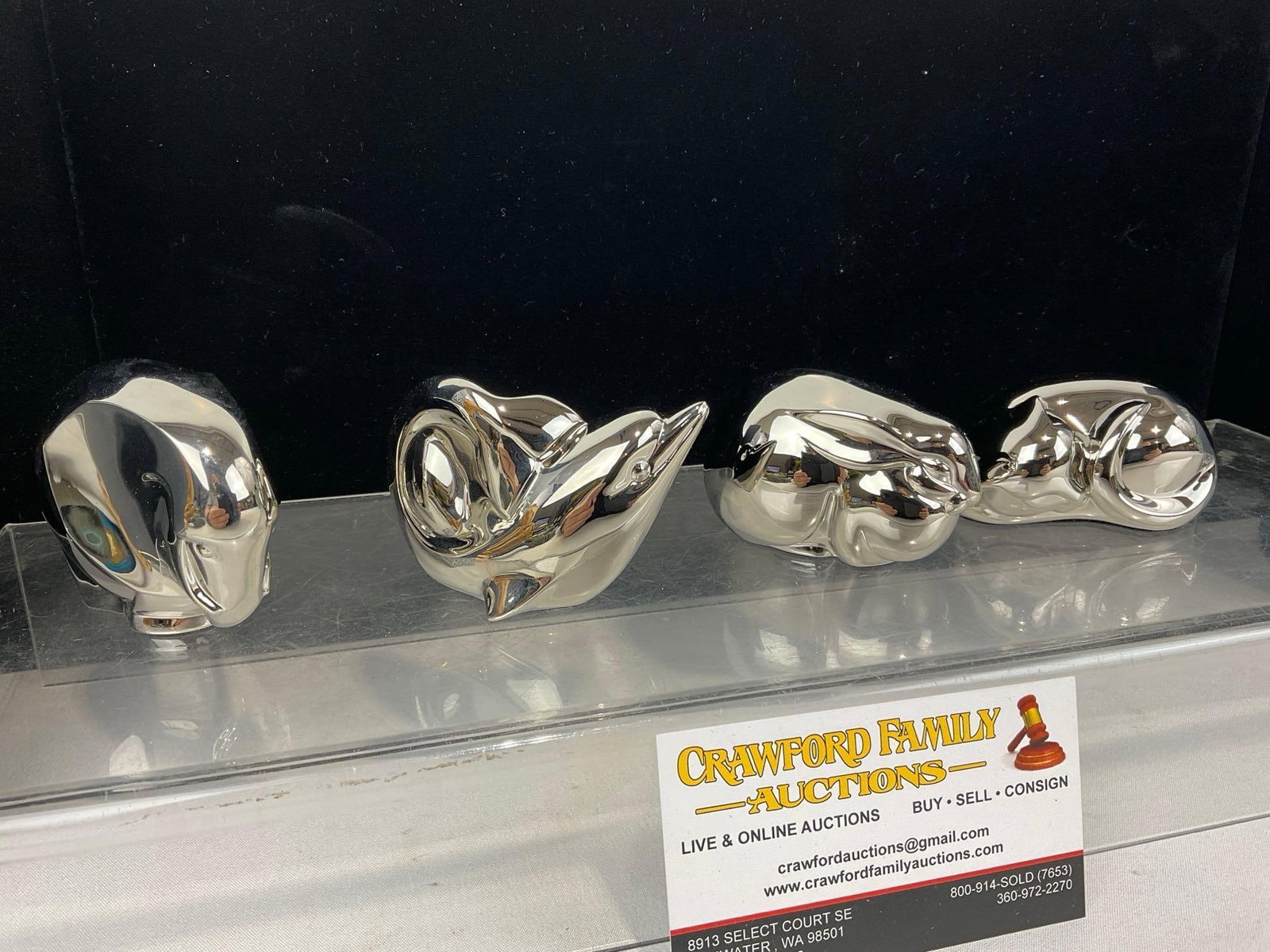 4 Dansk Silverplated Animal Figurines, 680/6215-680/6218, in original boxes - 2