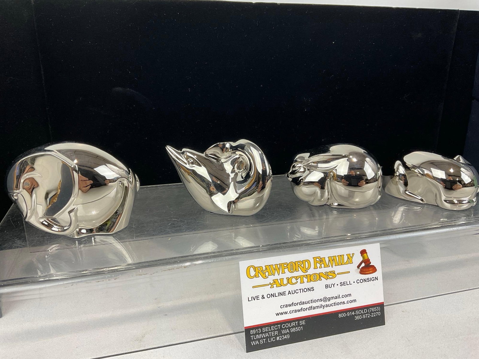 4 Dansk Silverplated Animal Figurines, 680/6215-680/6218, in original boxes - 3