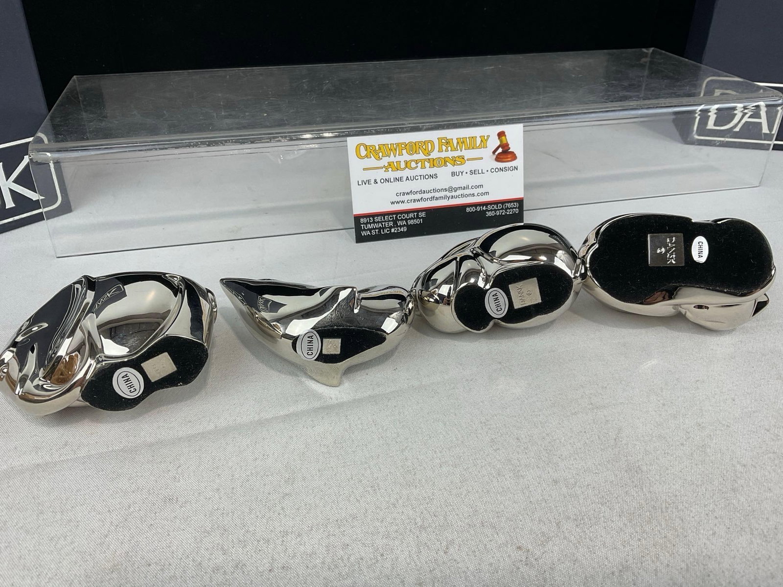 4 Dansk Silverplated Animal Figurines, 680/6215-680/6218, in original boxes - 4