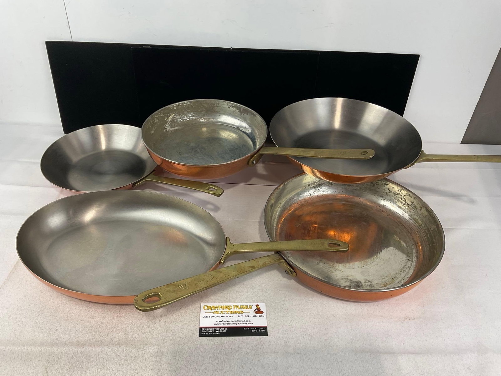 5 Revere Ware Limited Edition Solid Copper/Stainless Steel Pans w/Brass Handles (1 of 11)