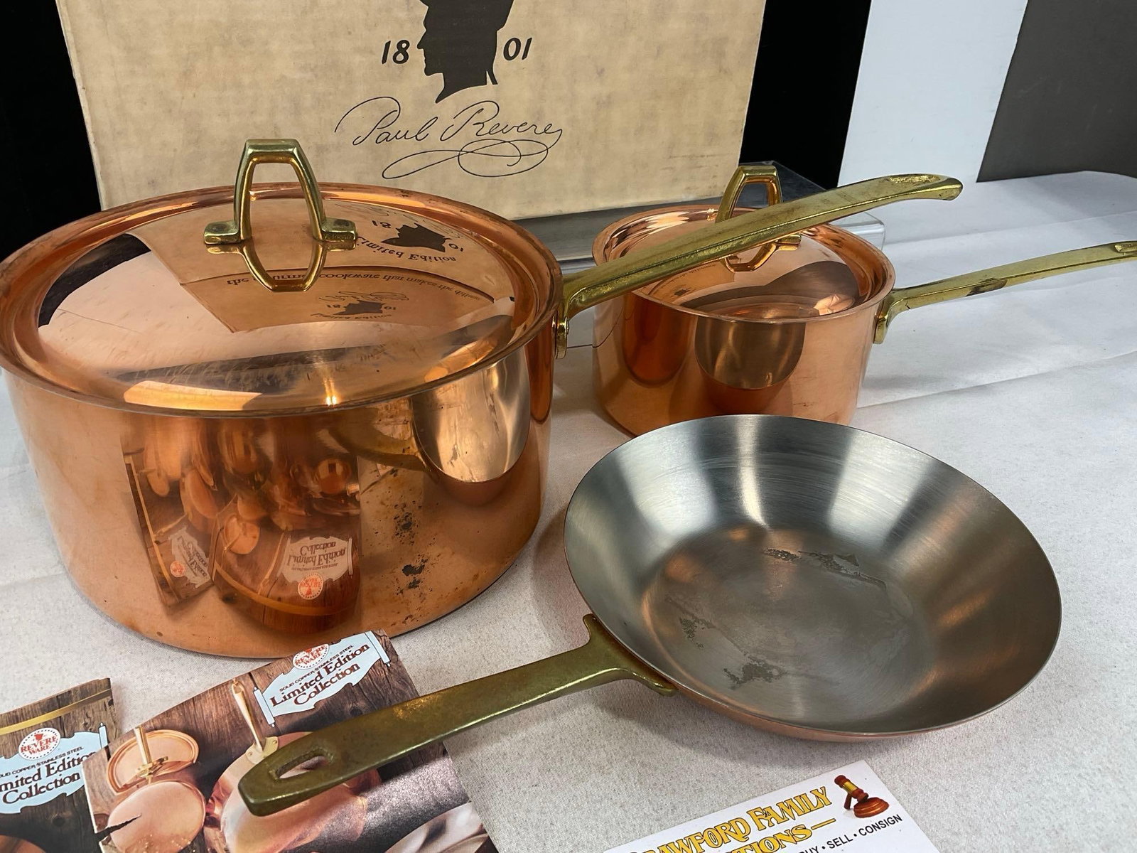 Revere Ware Limited Edition Solid Copper/Stainless Steel, 2 Saucepans, & 6.5 inch Skillet - 2