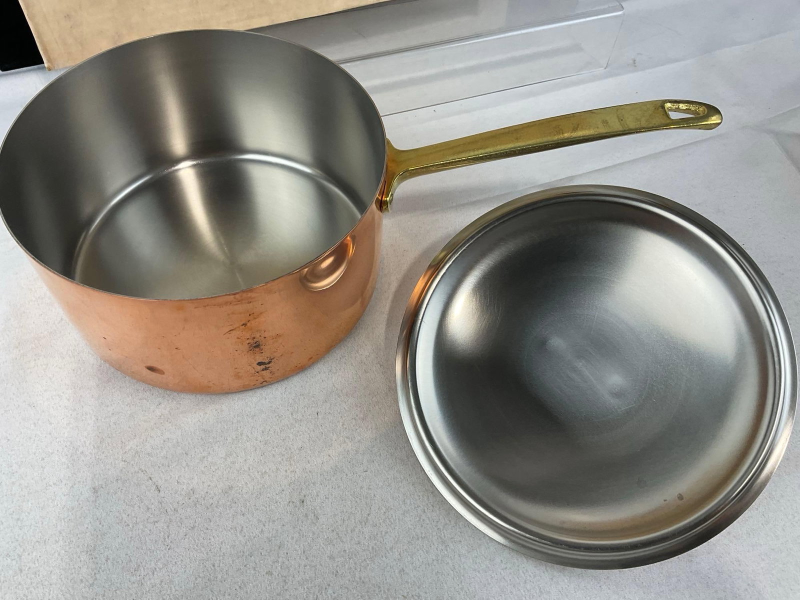 Revere Ware Limited Edition Solid Copper/Stainless Steel, 2 Saucepans, & 6.5 inch Skillet - 6