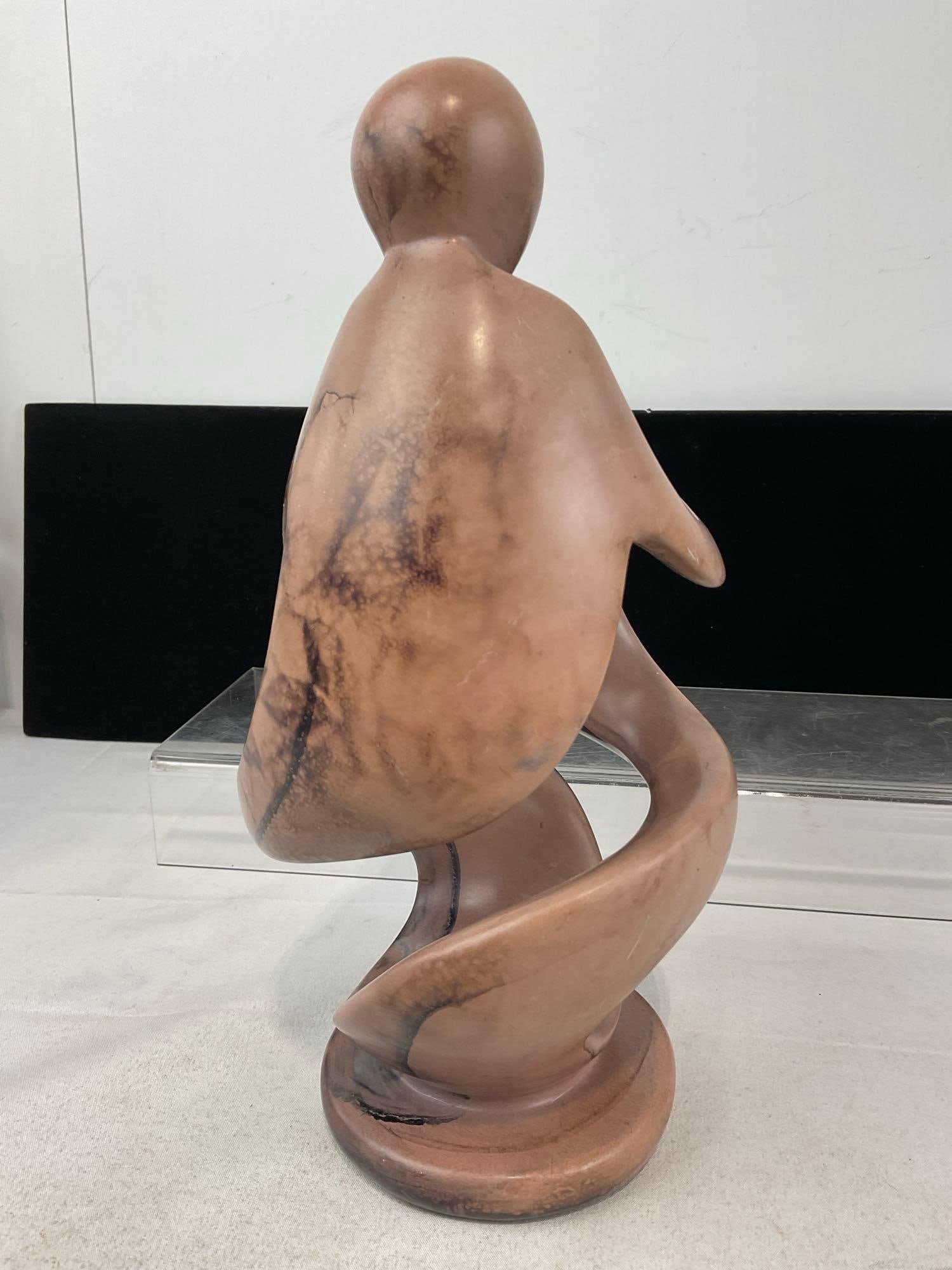 Carved Stone African Mother & Child Figure, Lovely coloring, 13h x 7w x 7d inches - 4