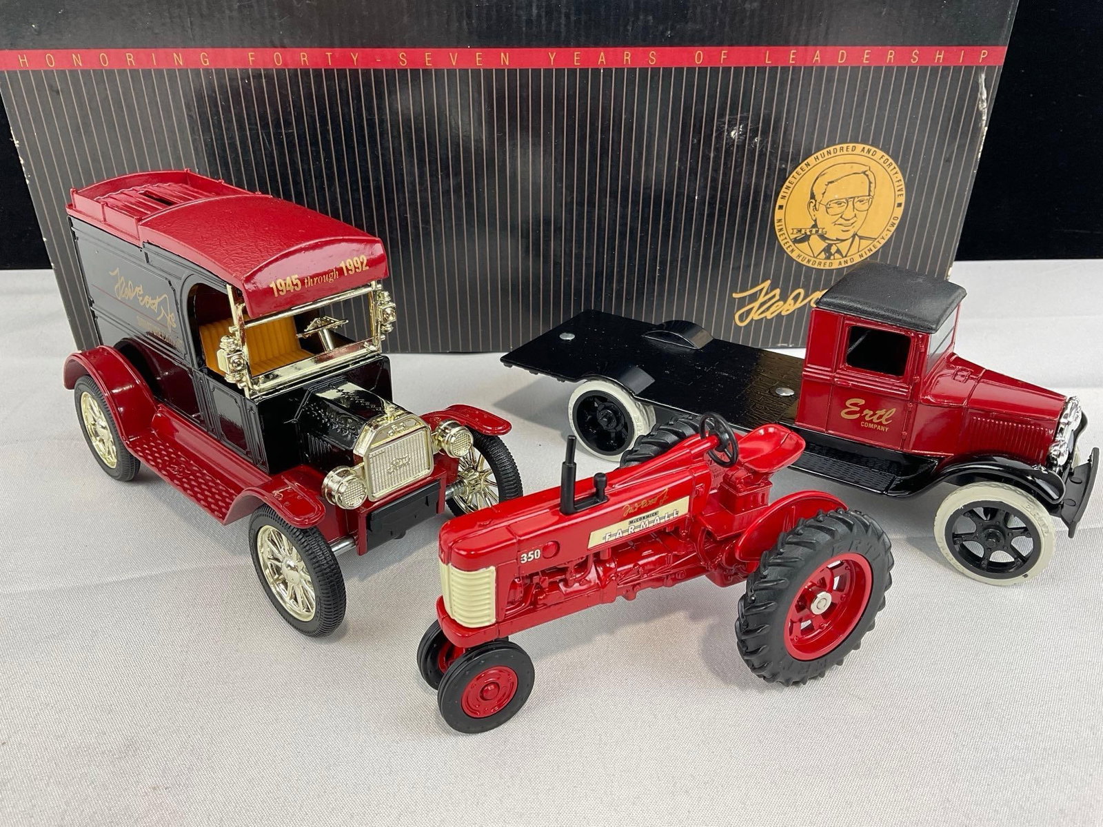 3 Fred Ertl JR Signature Edition Diecast Models, Ford Model T Van Bank, Flatbed Truck & Tractor - 4