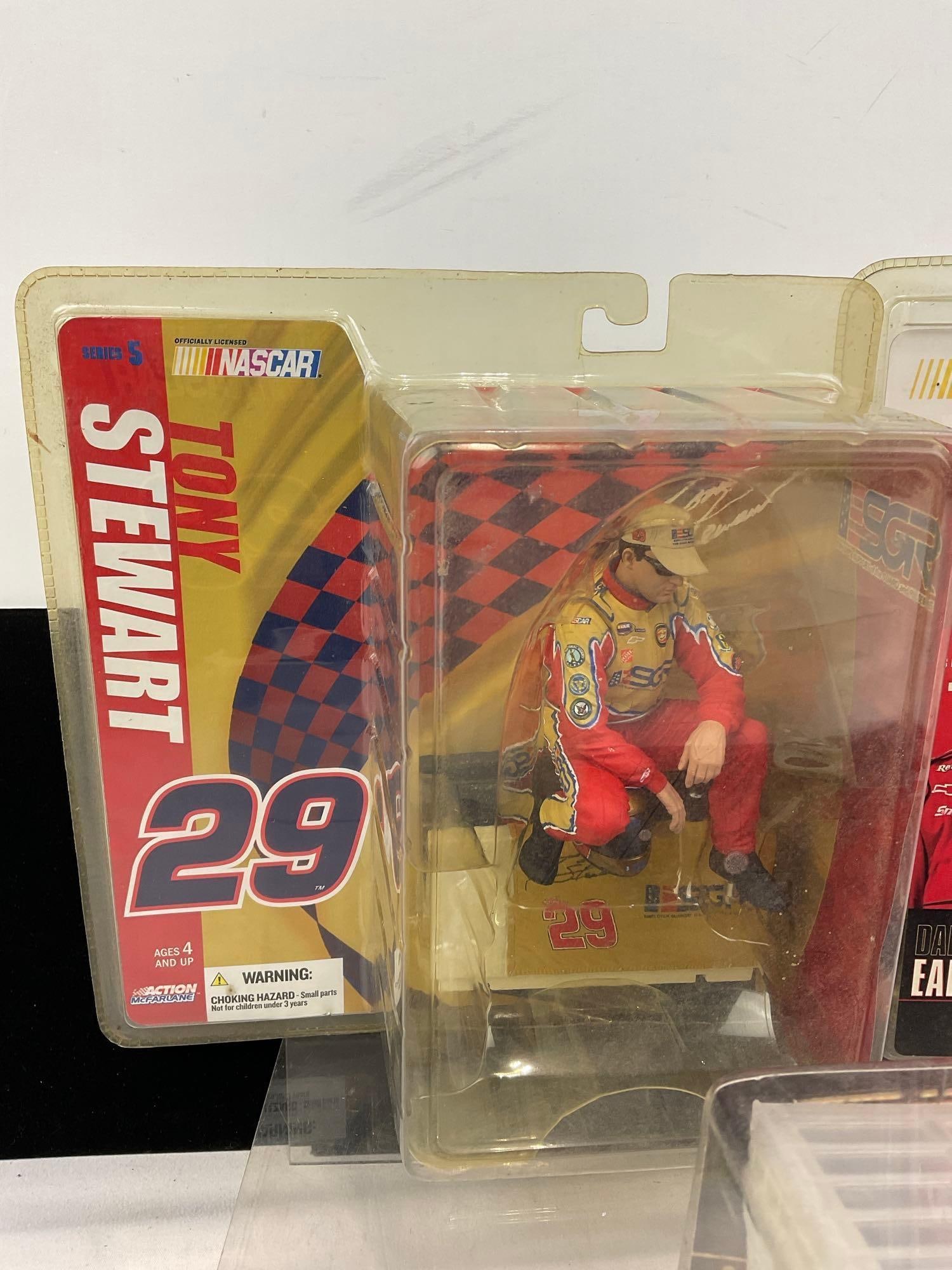 Pair of Nascar Driver Action Figures, #29 Tony Stewart & #8 Dale Earnhardt Jr. & Winners Circle... - 2
