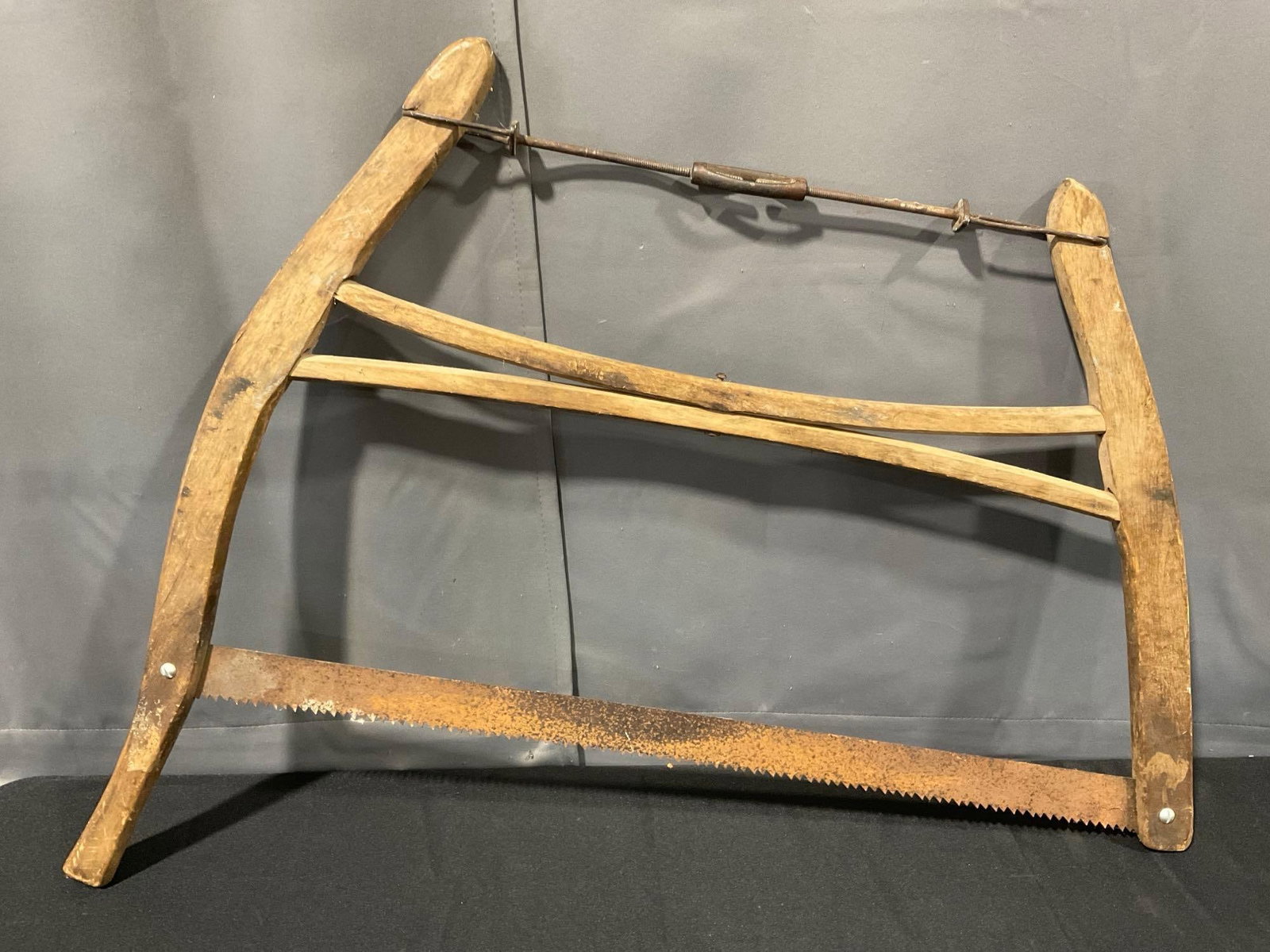 Antique Primitive style Buck/Bow Cross Cut Hand Saw, 25 x 34 inches - 5