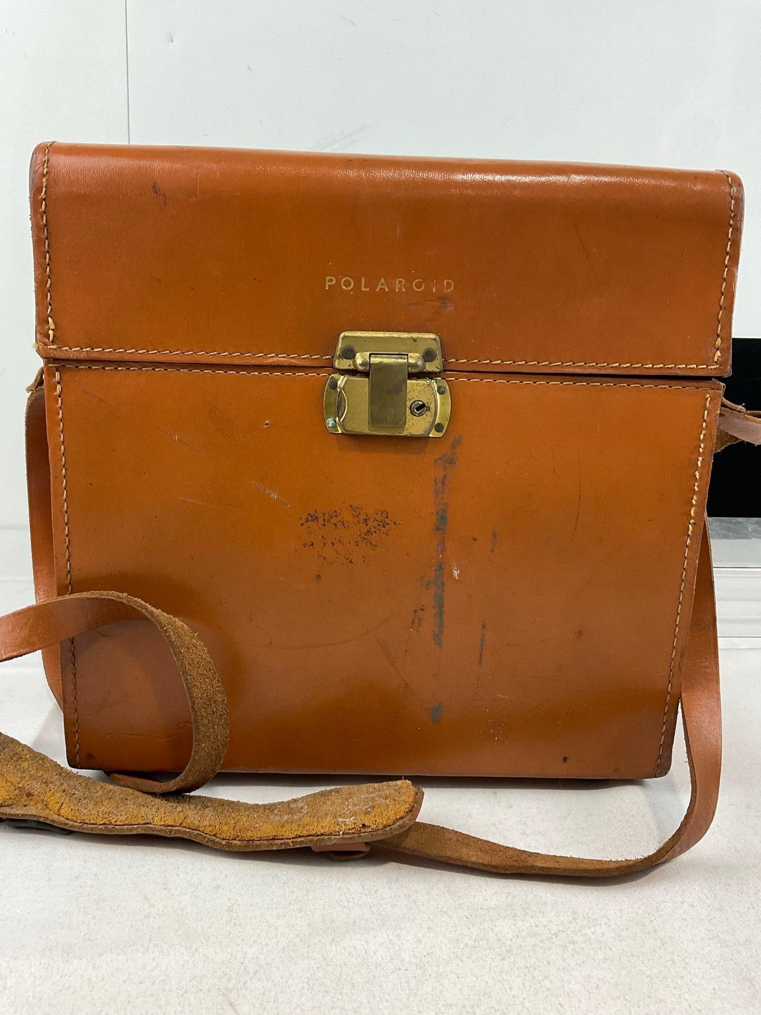Polaroid Land Camera The 800 w/Wink-Light flash module, & Leather Case - 12