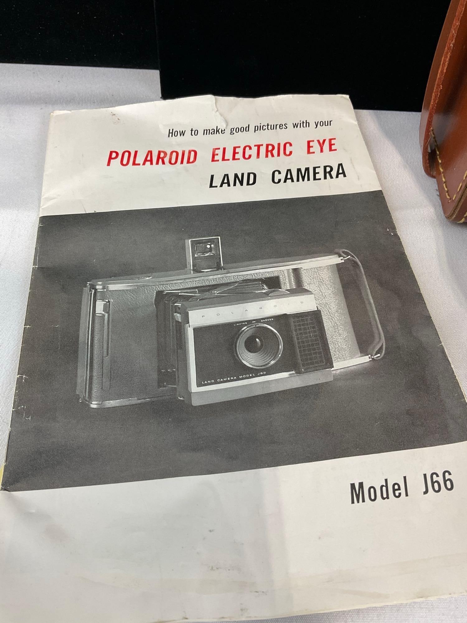 Vintage Polaroid Land Camera model J66, Electric Eye, w/booklet & leather case - 2