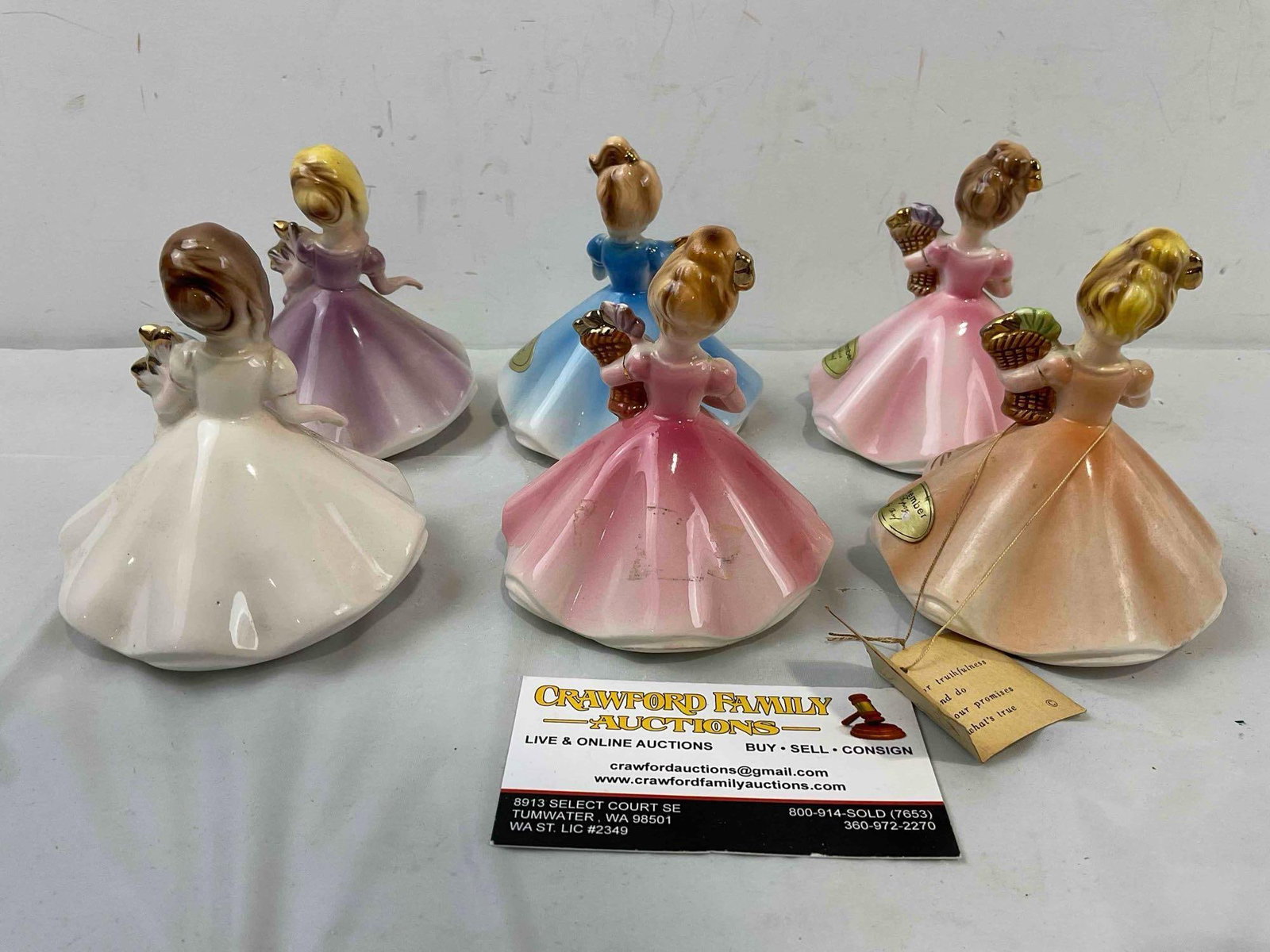 6 pcs Vintage Josef Originals Ceramic Lady Figurines, incl. Birthstones for April, Nov. & More! - 4