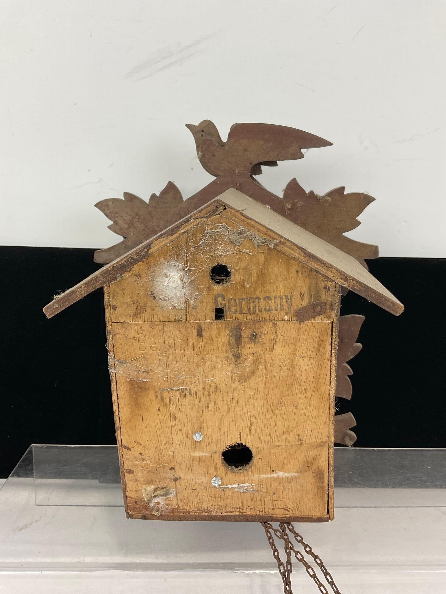 Vintage German Black Forest Cuckoo Clock, w/pinecone weights, 7h x 13w x 10d inches - 4