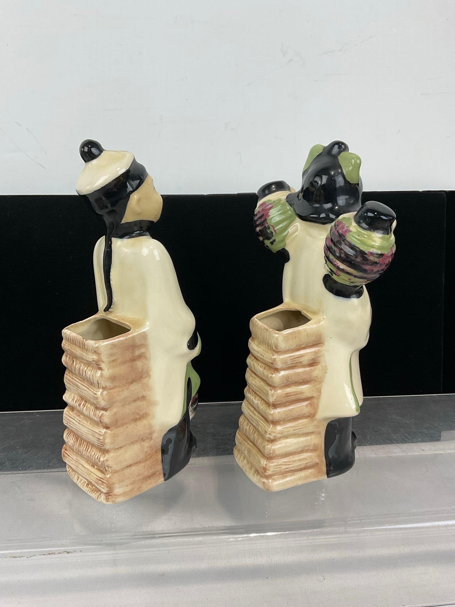 Pair of Asian Glazed Pottery Planters, SBM California Pottery, 8h x 6w x 4d inches - 3