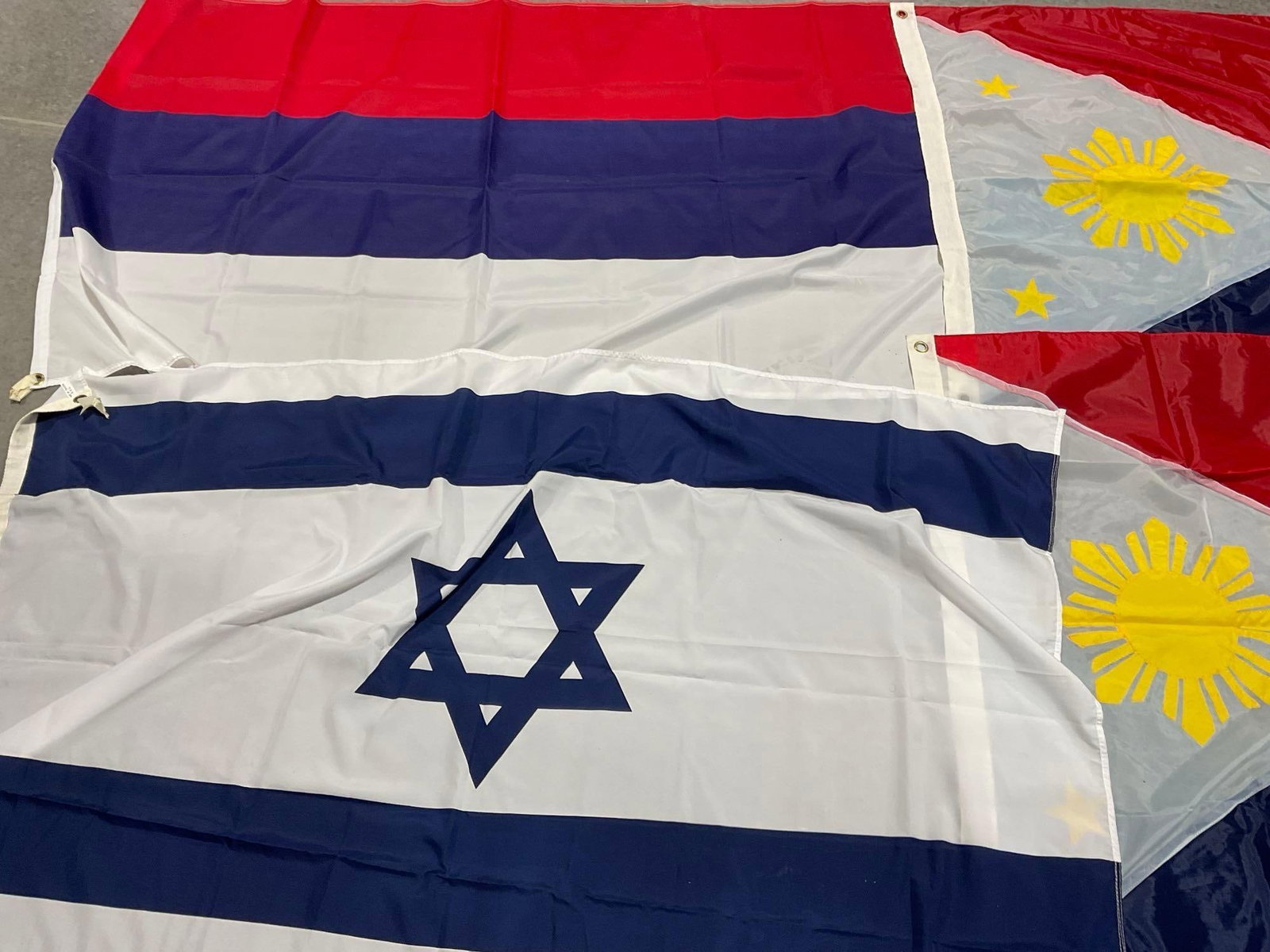 5 Flags, US Navy Seals, 2 Philippines, Israel & Russia, approx 3 x 2 feet - 3