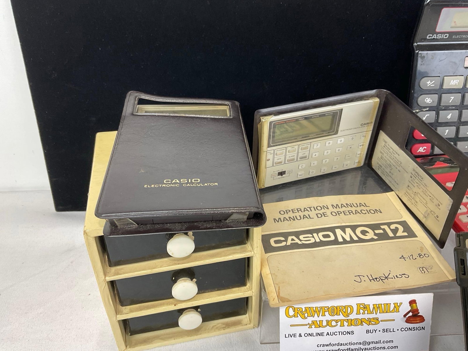 Collection of Vintage Calculators, 4x Casio, Melcor, Adler & Several Linoleum Cutters - 6
