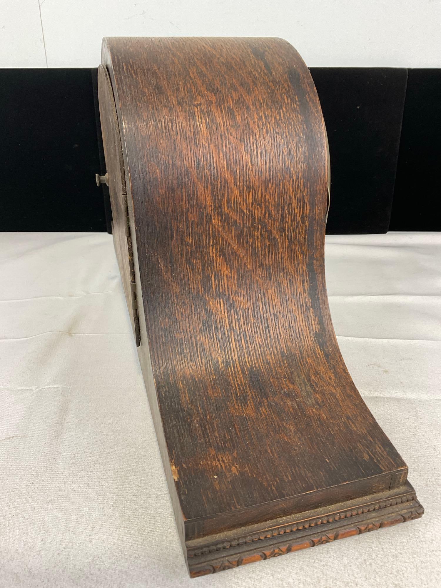 Early 20th Century British Time Strike Mantel Clock Humpback, 10h x 18w x 6d inches - 3