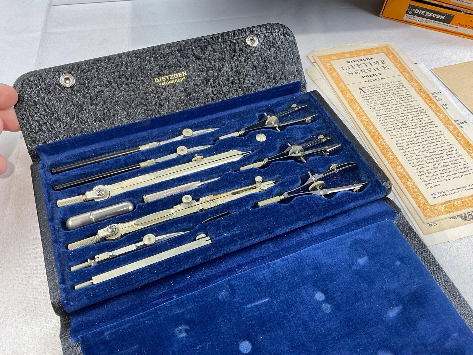 Pair of Dietzgen Drafting Sets, Monarch 1047MC & Master Detailer 1243PJ w/boxes - 2