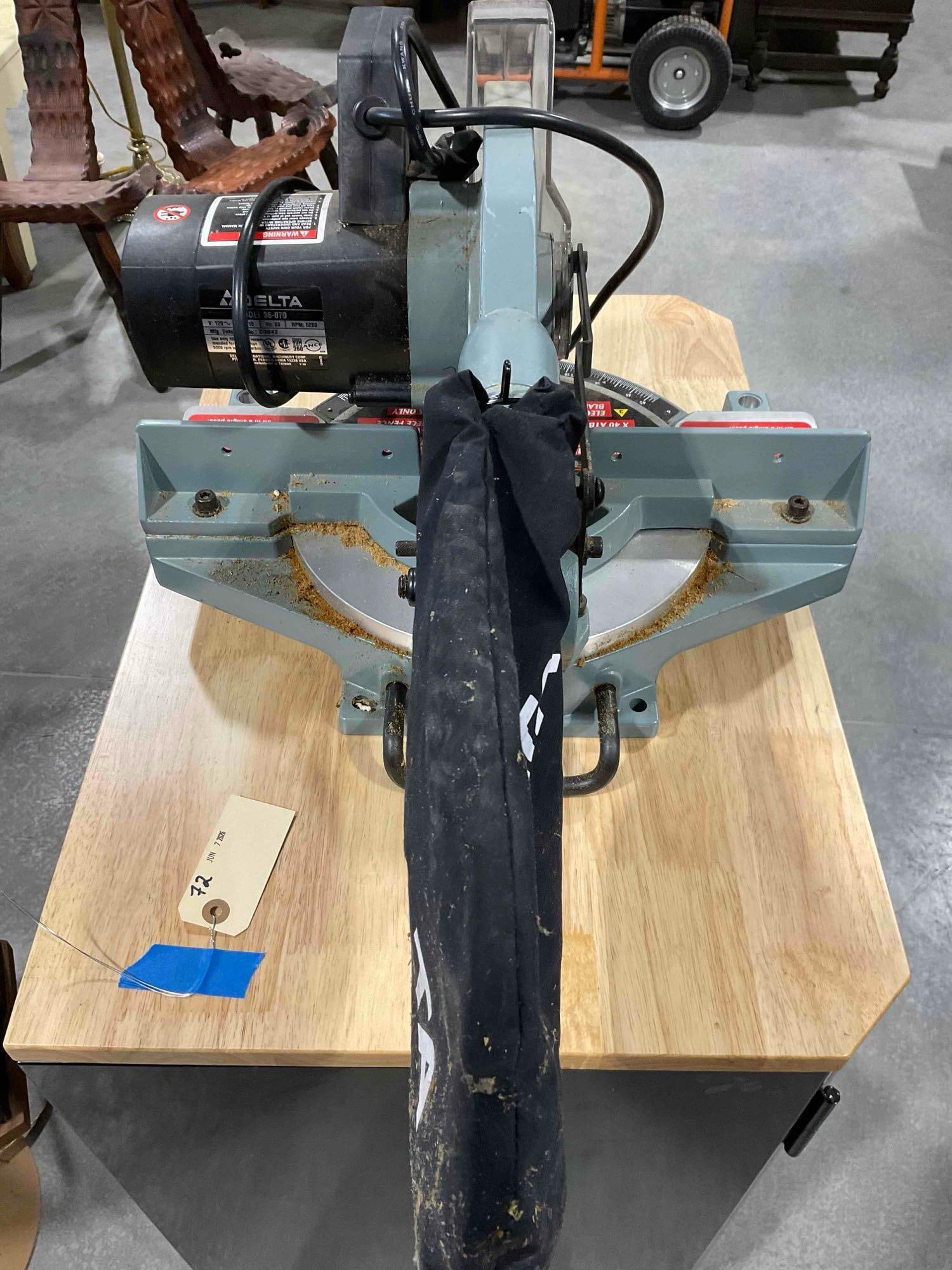 Delta 10" Power Miter Saw Model 36-070. Tested, Works. Fair Condition. See pics. - 3