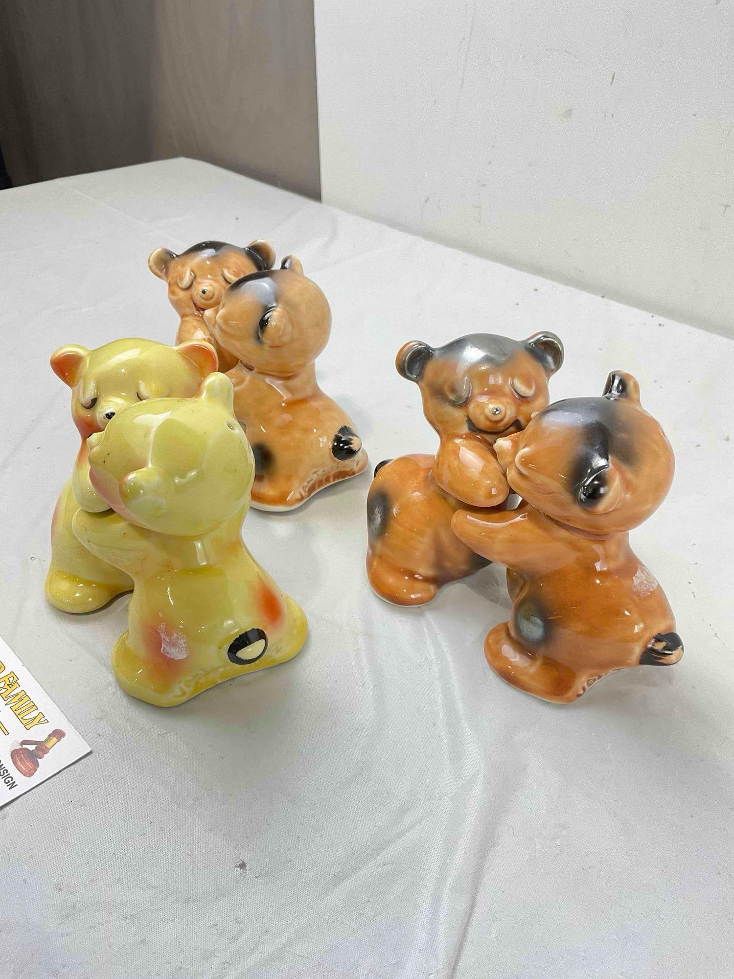 3 Pairs of Vintage VenTellingen Ceramic Salt & Pepper Shakers incl. Bears. Fair Condition. See pi... - 3