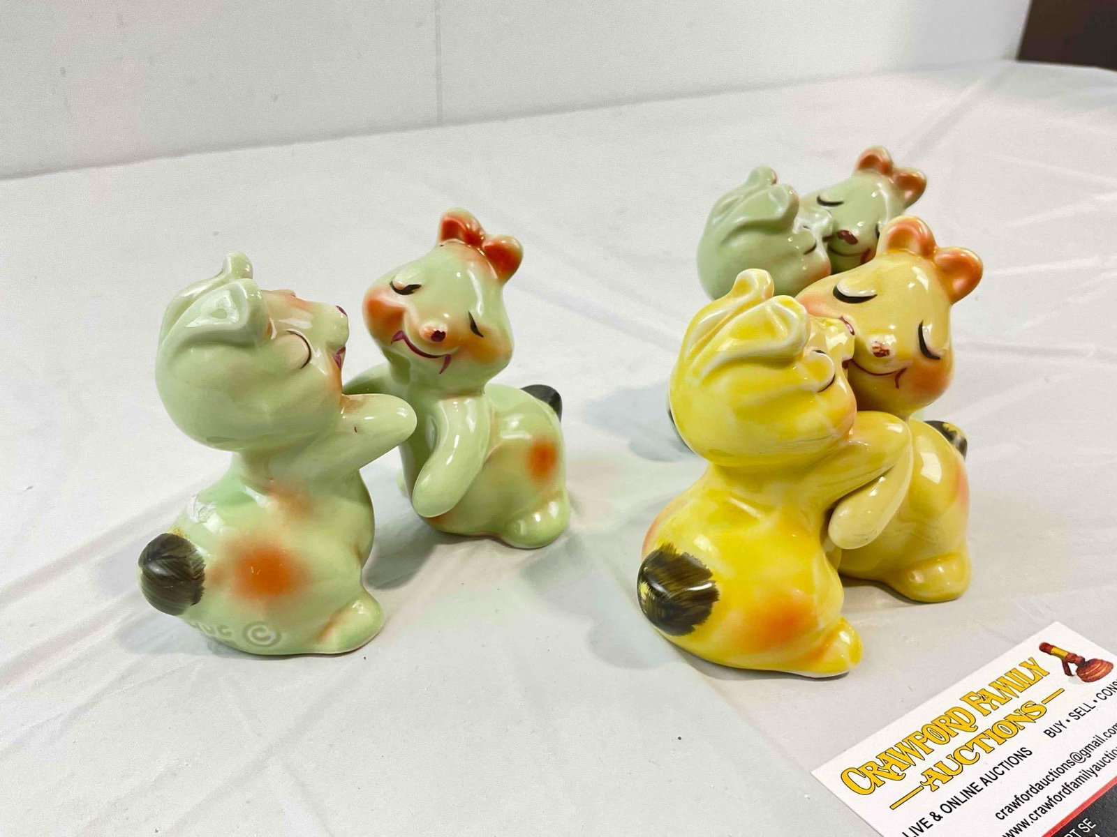 3 Pairs of Vintage VenTellingen Ceramic Salt & Pepper Shakers incl. Bunnies. Fair Condition. - 2