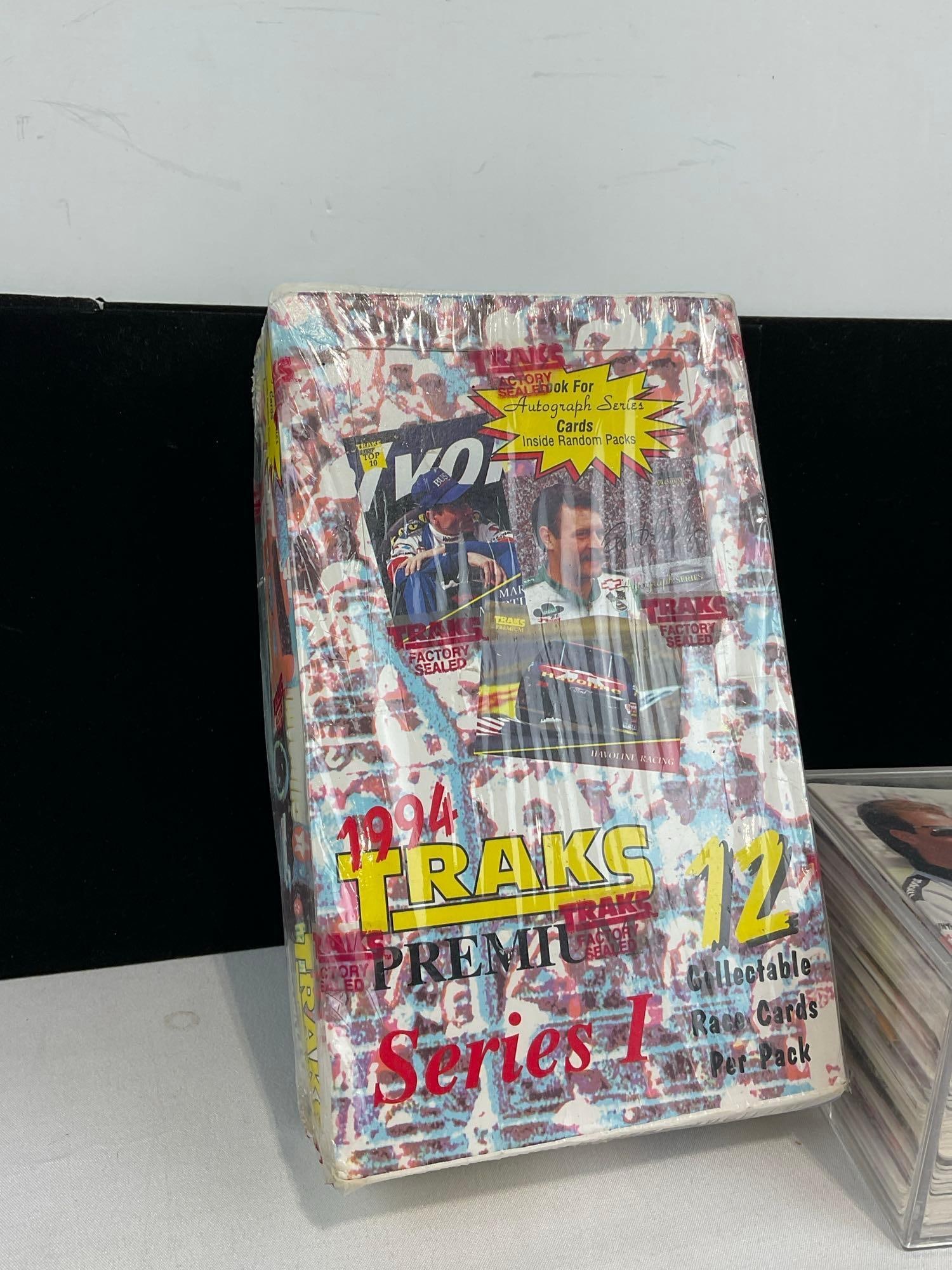 1994 Traks Premium Series 1, Factory Sealed box, Racing Card Album w/pages, & small box w/cards - 2
