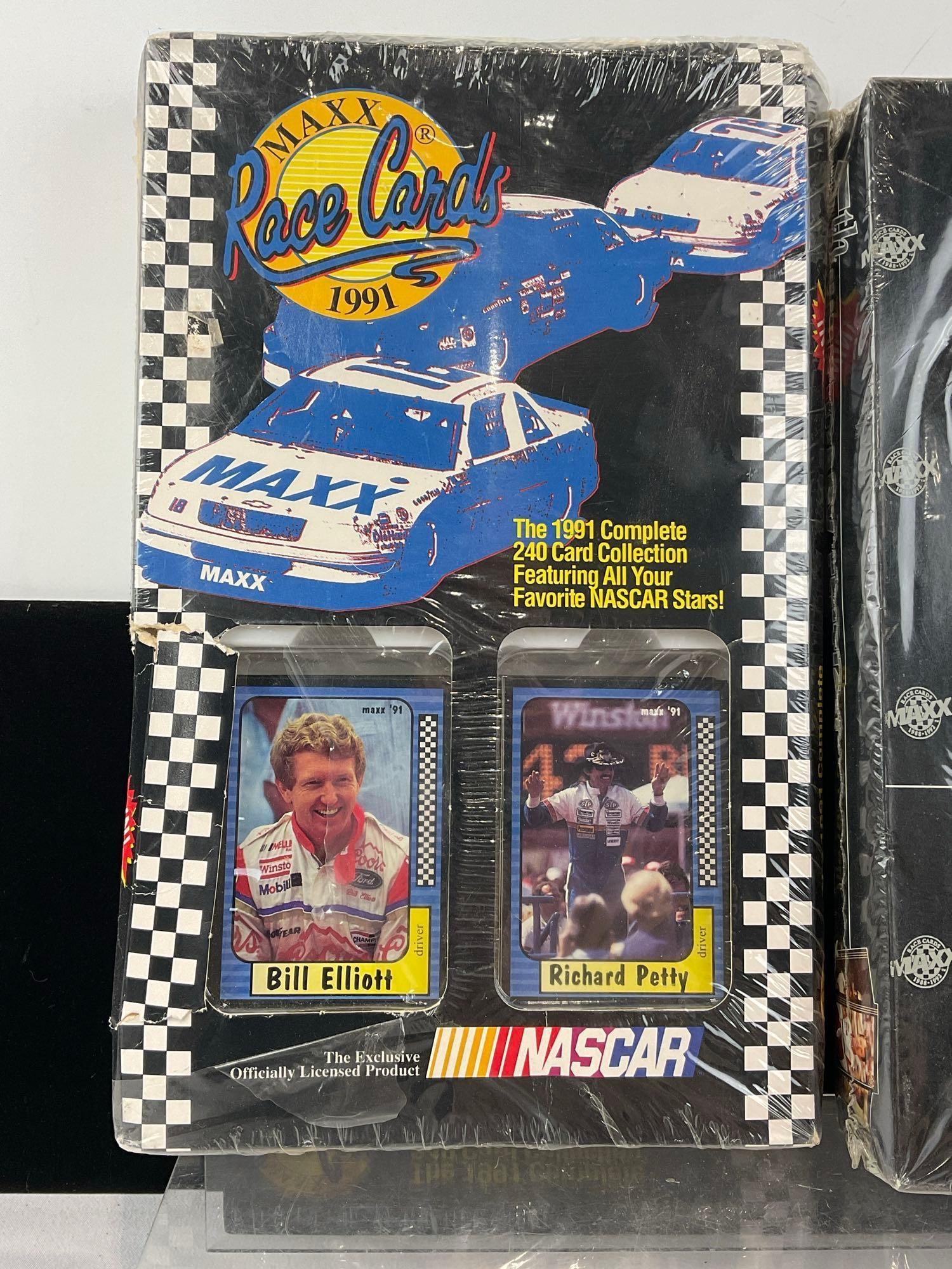 3 Boxes of Maxx Race Cards 1991, 1988-1992 & 1992 5th Anniversary Edition, all sealed, shelf wear - 2