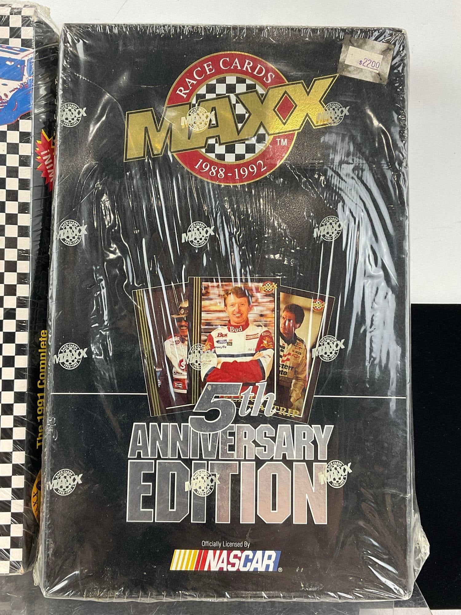 3 Boxes of Maxx Race Cards 1991, 1988-1992 & 1992 5th Anniversary Edition, all sealed, shelf wear - 3