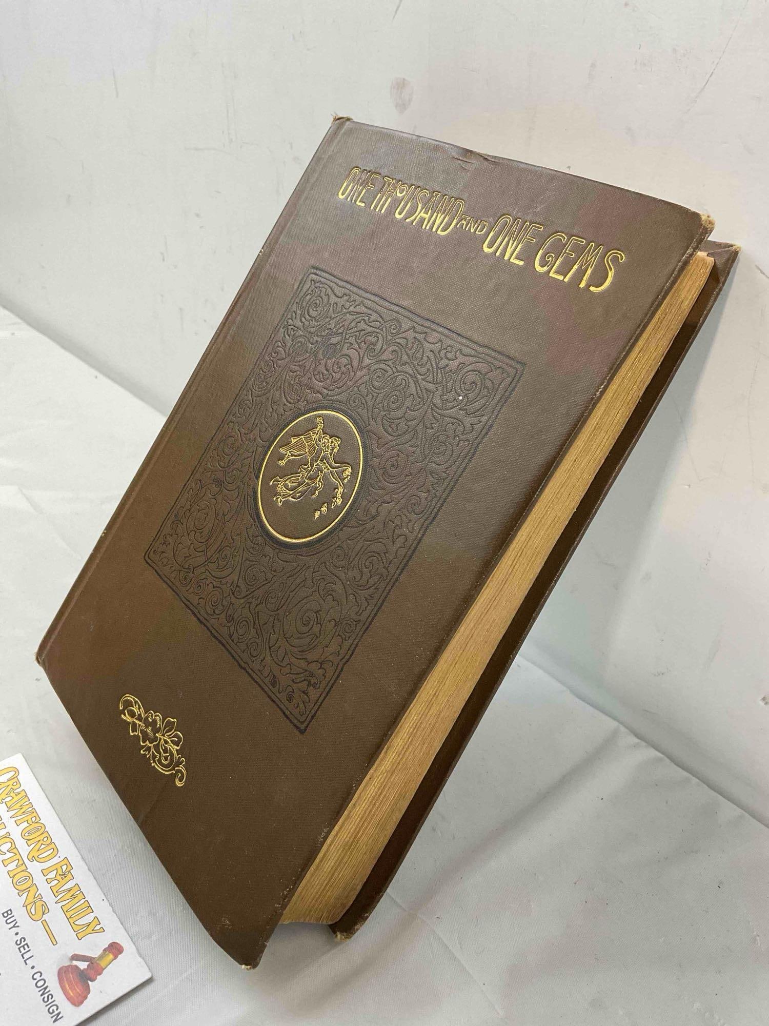 Antique Hardcover Leather-bound Book "A Thousand And One Gems." Fair Condition. See pics. - 3