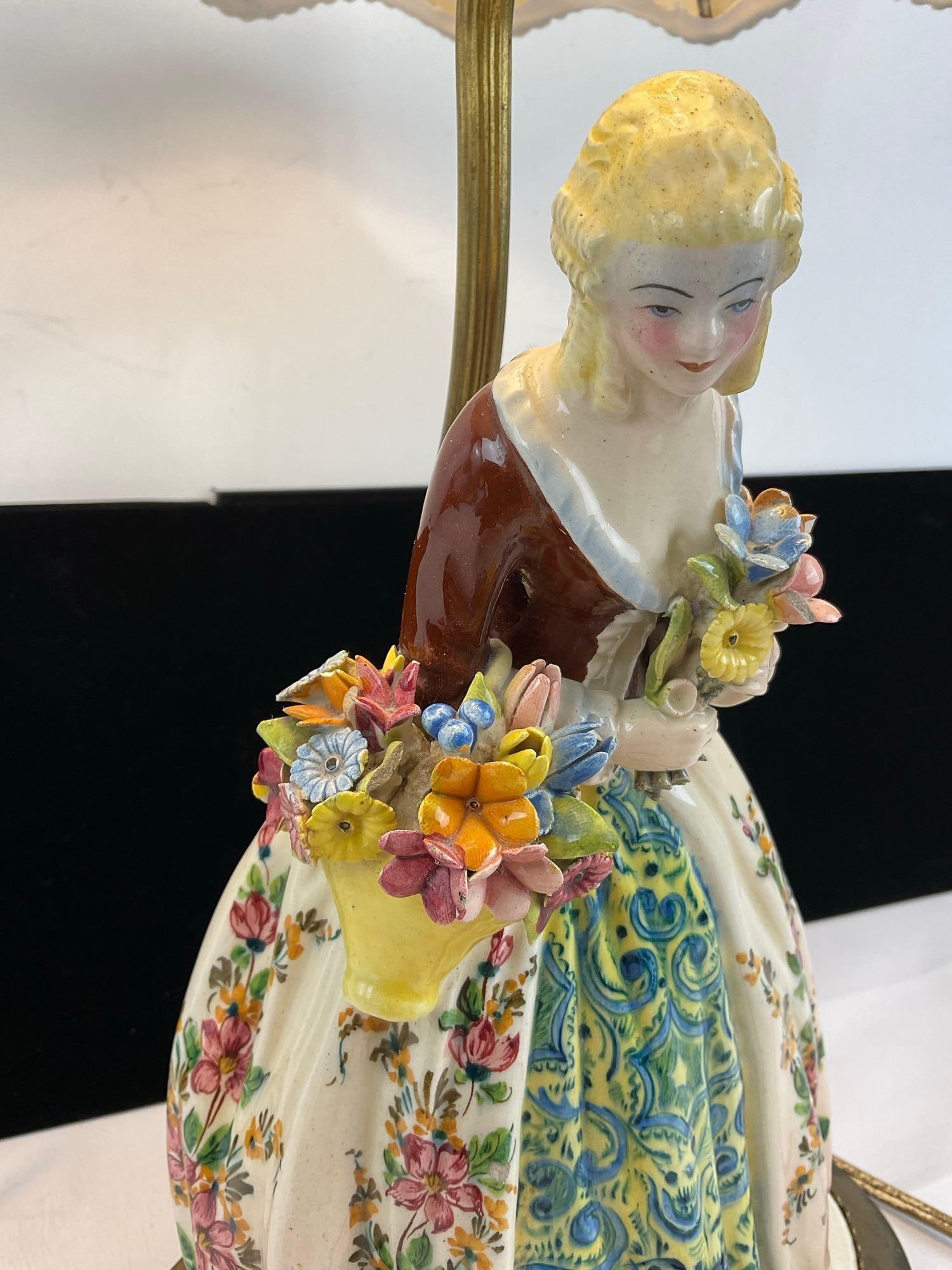 Vintage Italian Ceramic Figurine Table Lamp, tested & working, 28h x 15w x 15d inches - 4