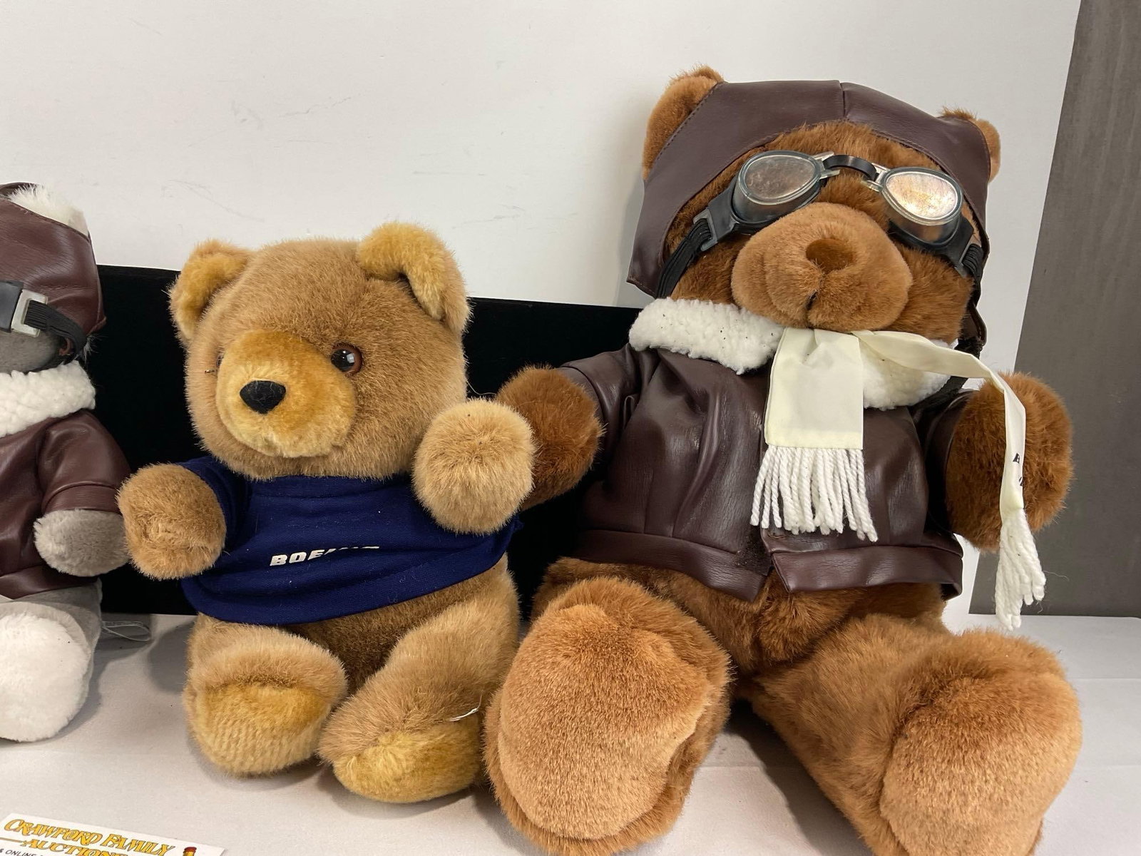 4 Plush Bear Toys, Boeing, 3x w/Goggles, Flight Leather Jackets, & White Boeing Scarves - 3