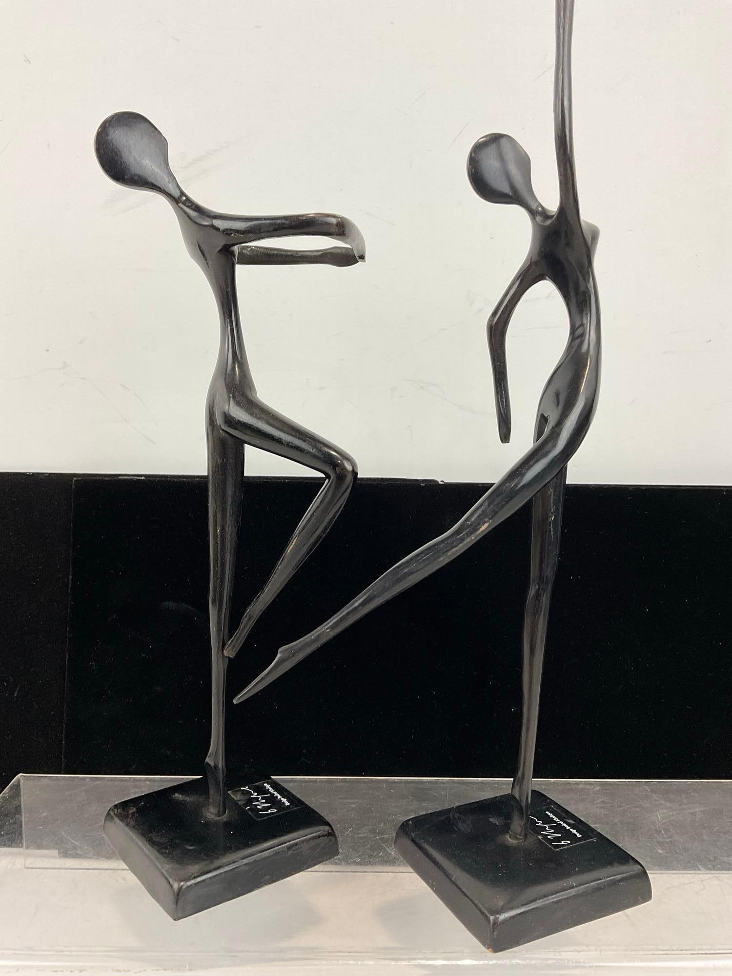 Pair of Design Bodrul Khalique Cast Brass Figures, dark finish on top, 14 inches tall - 4