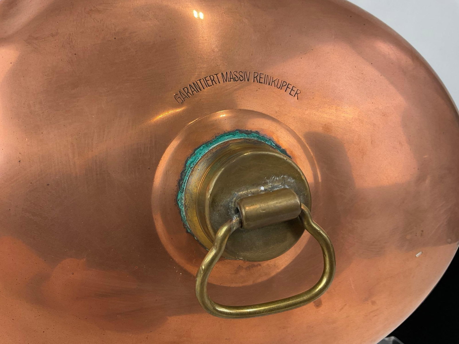 Vintage Hot Water Bottle, Copper Clad oval shape, 6h x 12w x 9d inches - 2