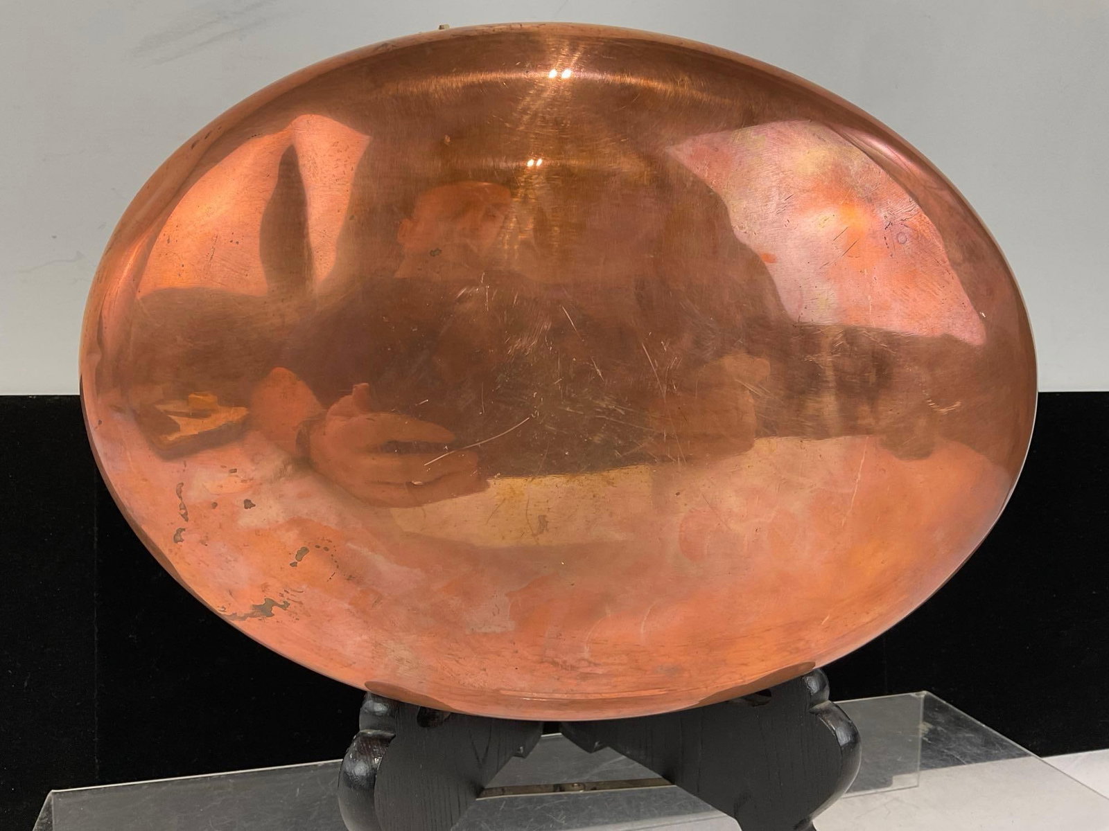 Vintage Hot Water Bottle, Copper Clad oval shape, 6h x 12w x 9d inches - 3