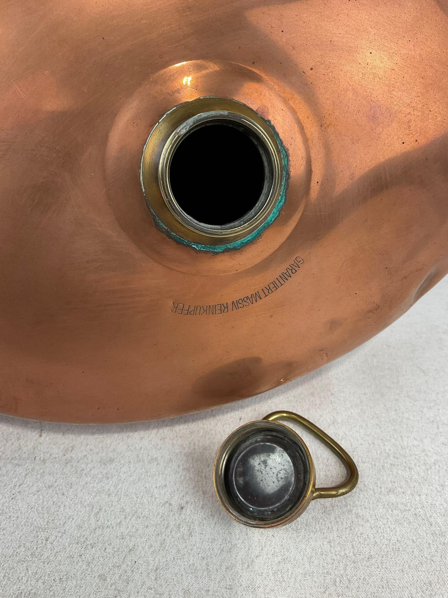 Vintage Hot Water Bottle, Copper Clad oval shape, 6h x 12w x 9d inches - 5